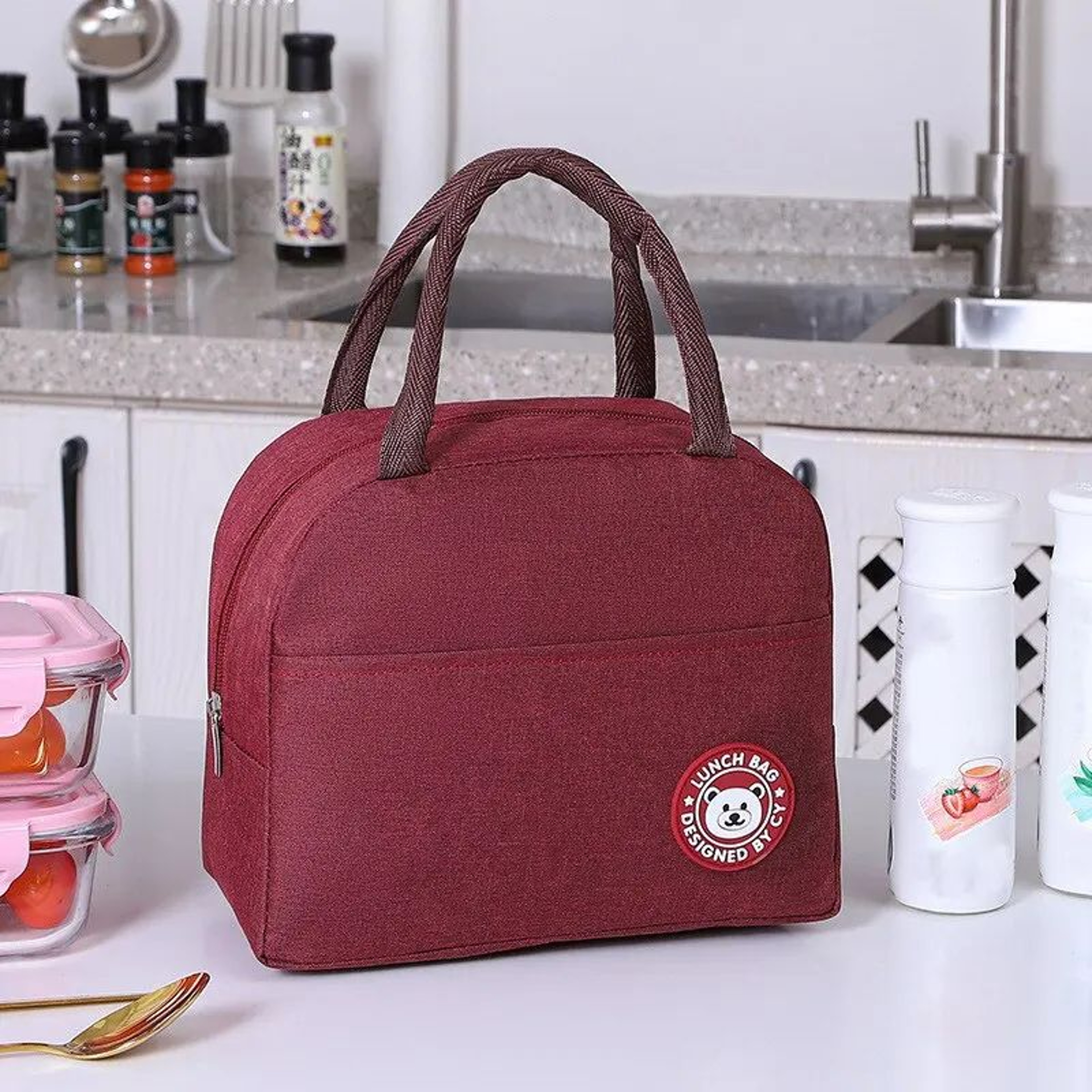 Insulated Canvas Lunch Tote Bag 16