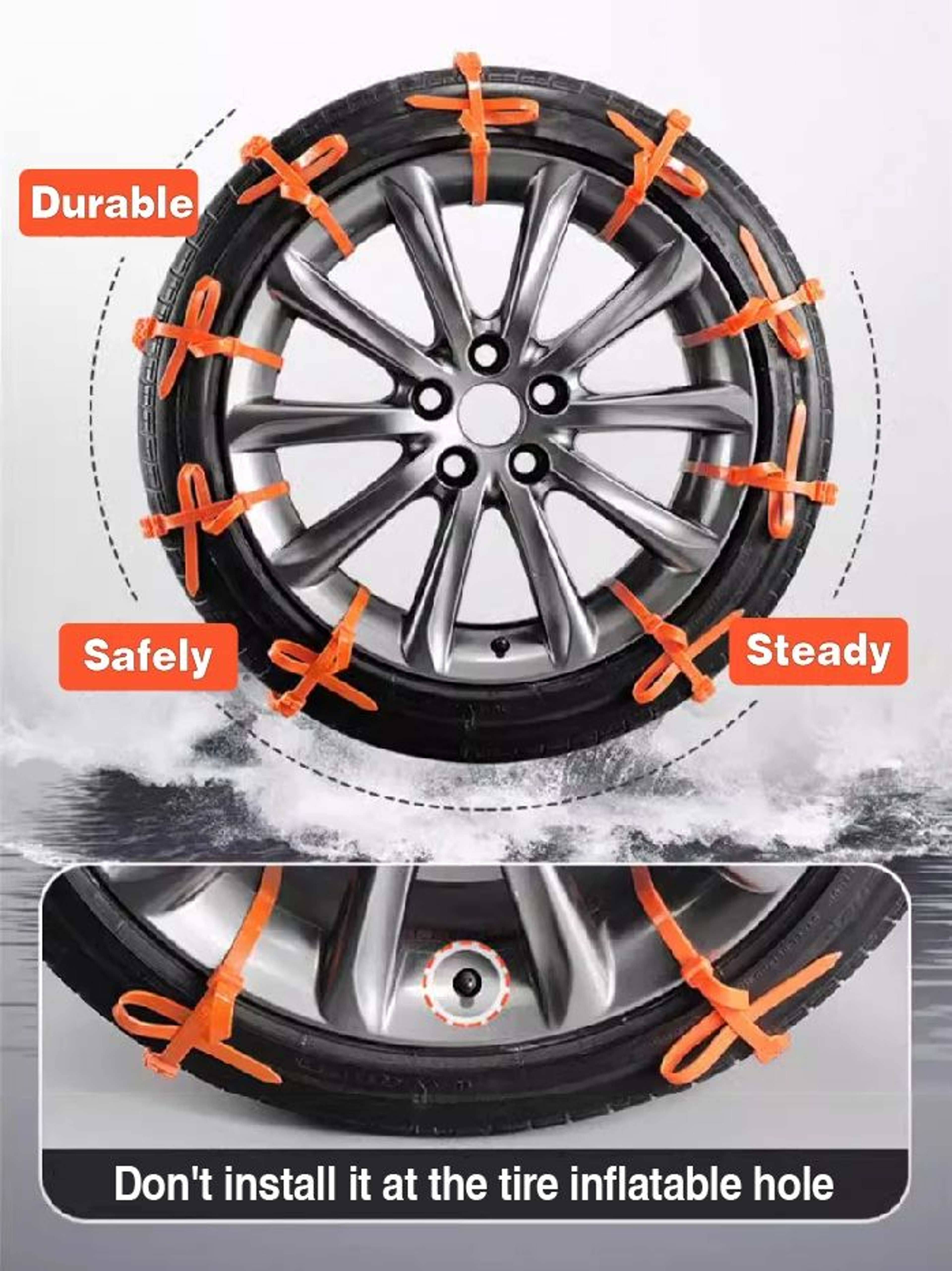 Universal Anti Skid Snow Chains For Wheels 10