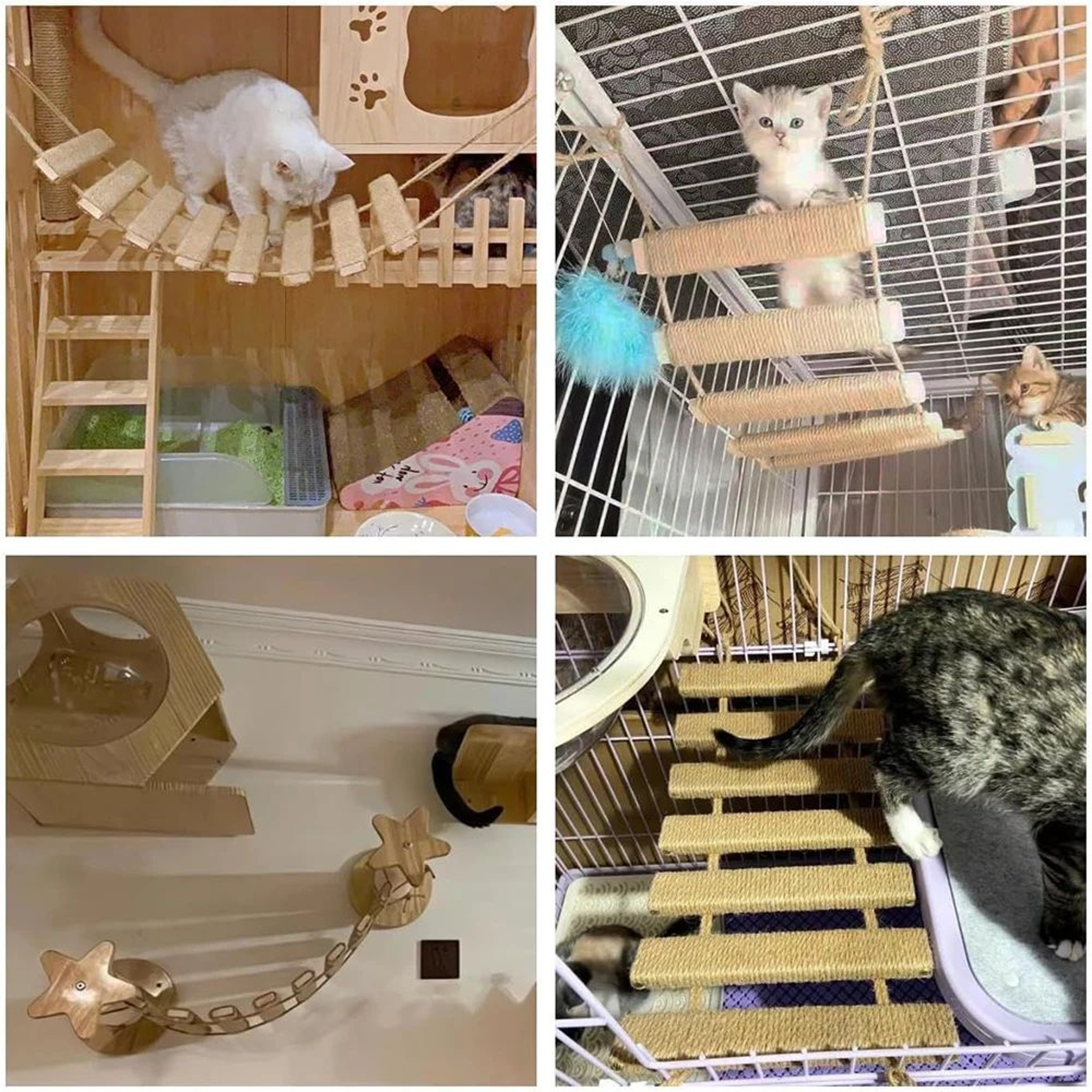 Wooden Sisal Rope Cat Drawbridge Ladder 4