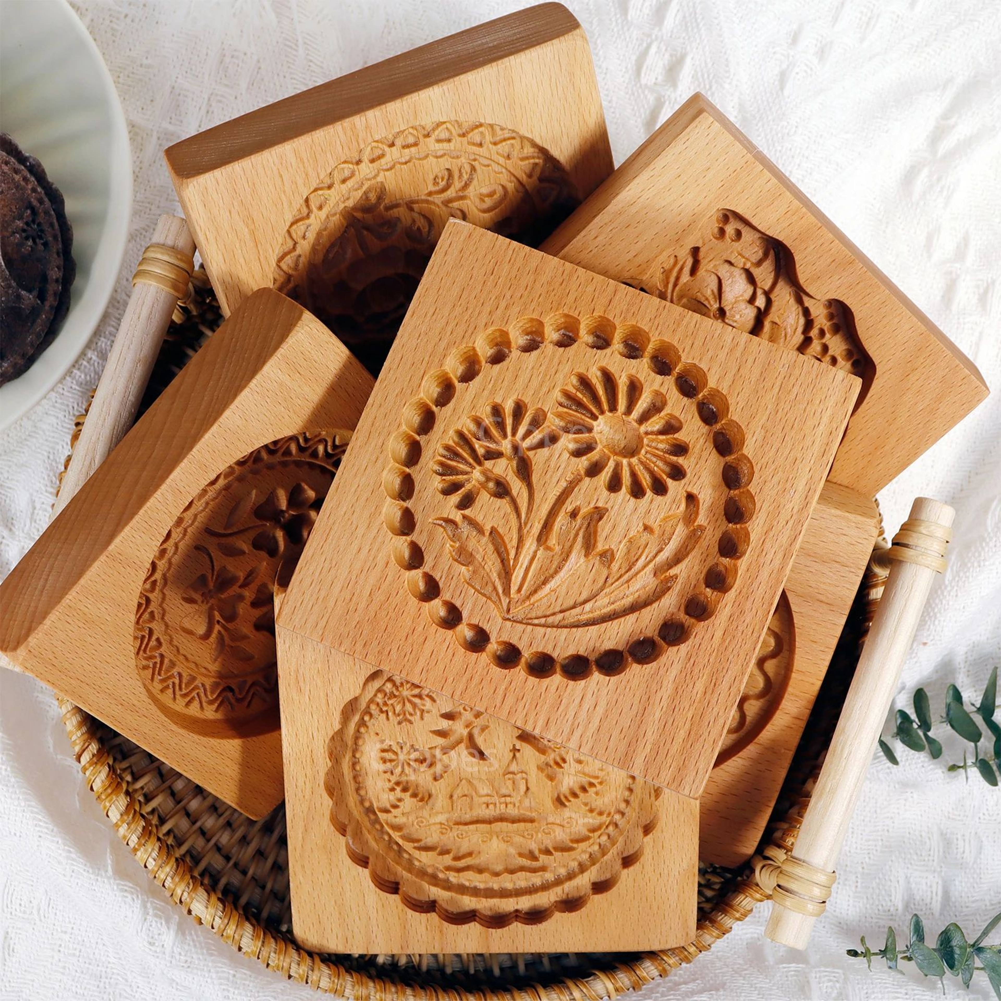 Wooden Flower Cookie Mold 1
