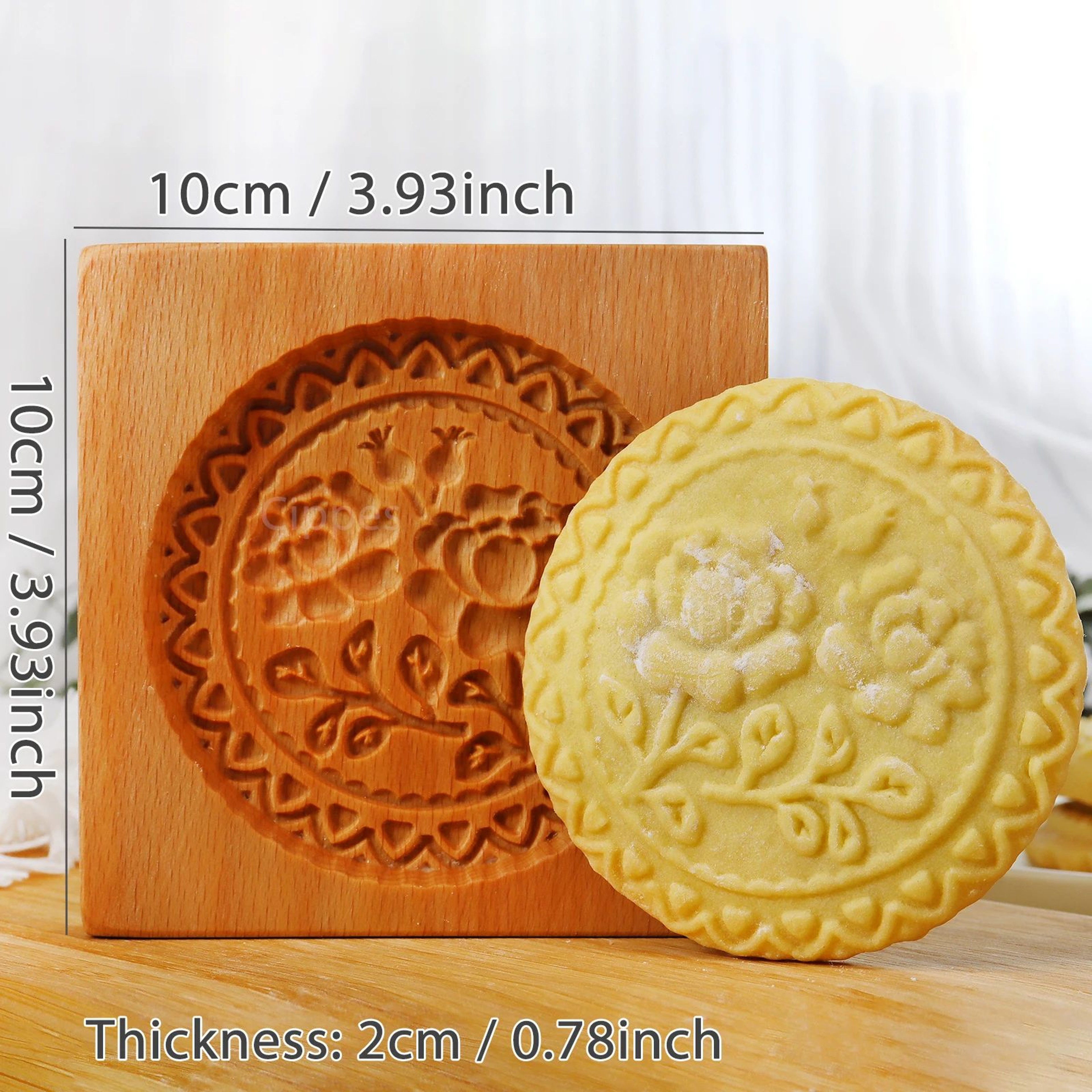 Wooden Flower Cookie Mold 8