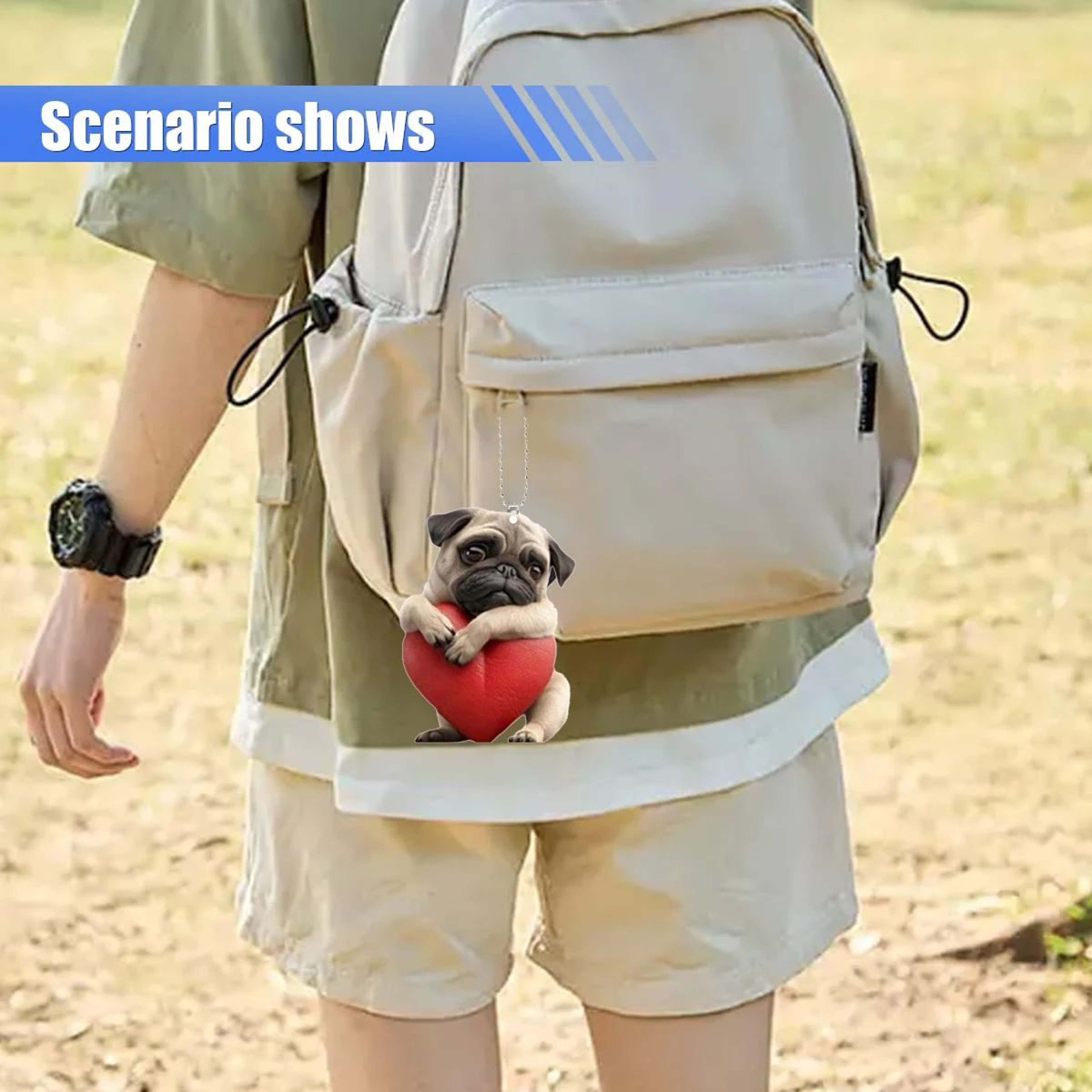 Cute Pug Car Mirror Charm 2