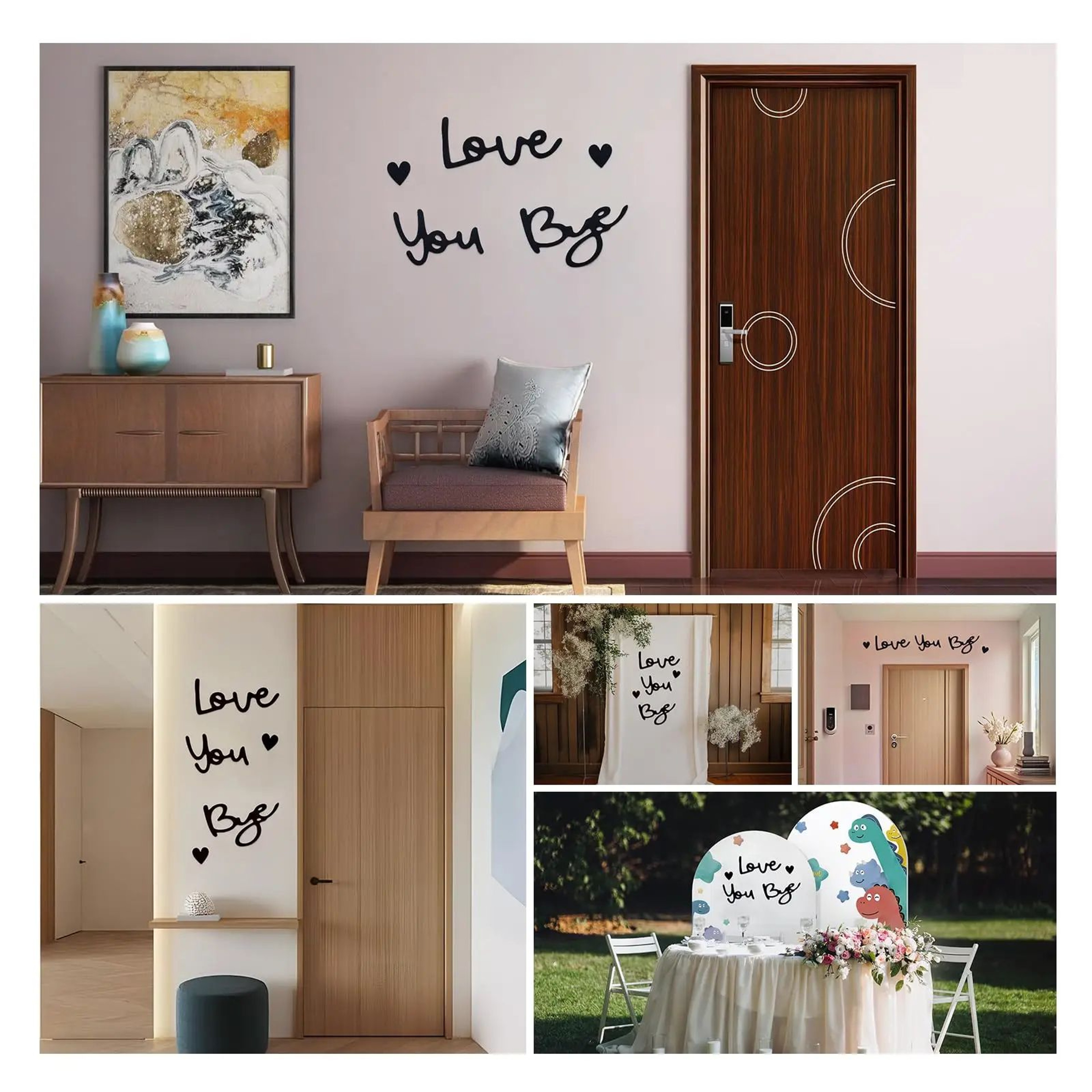 Wooden Script Wall Sign Love You Bye 6