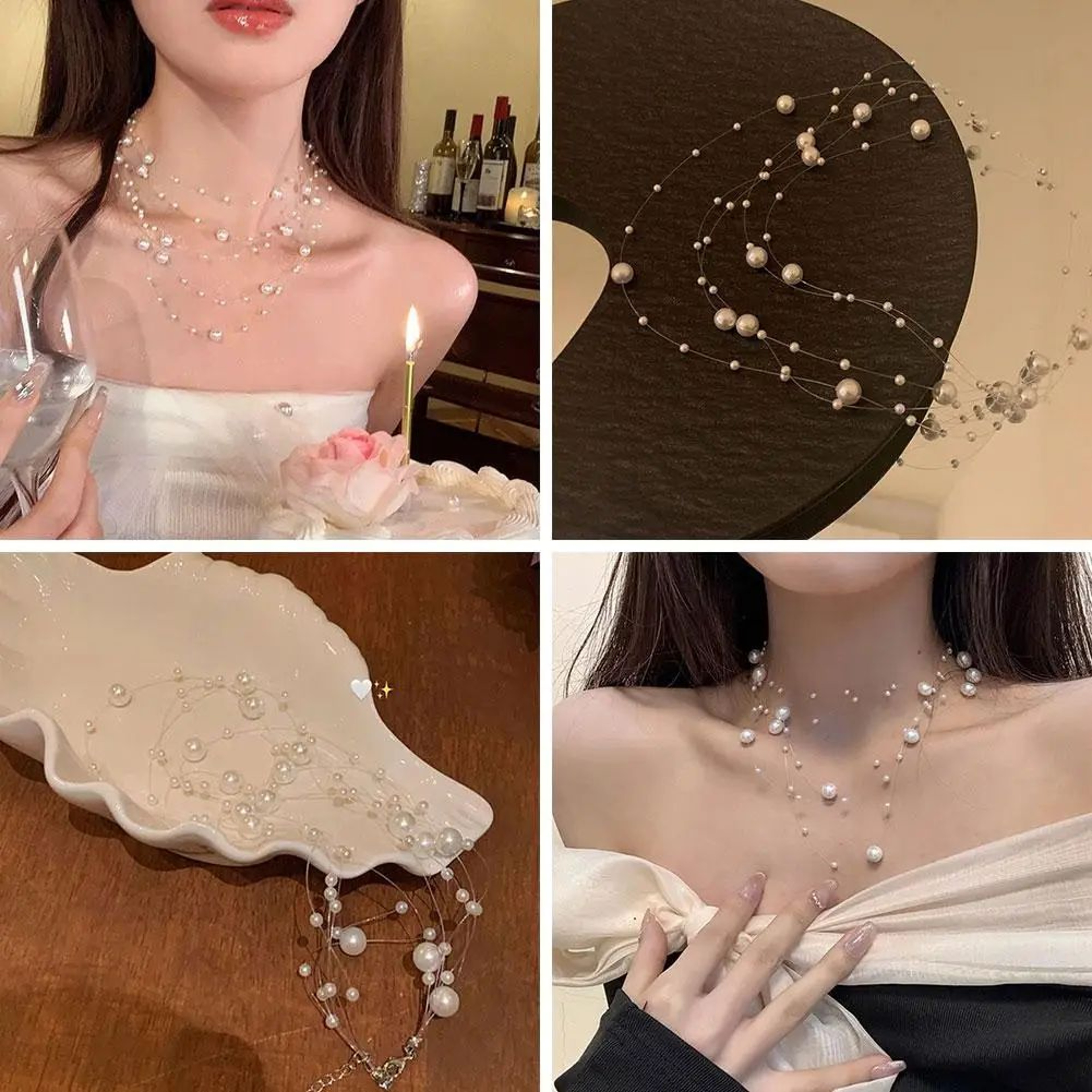 Elegant White Pearl Choker Necklace 8