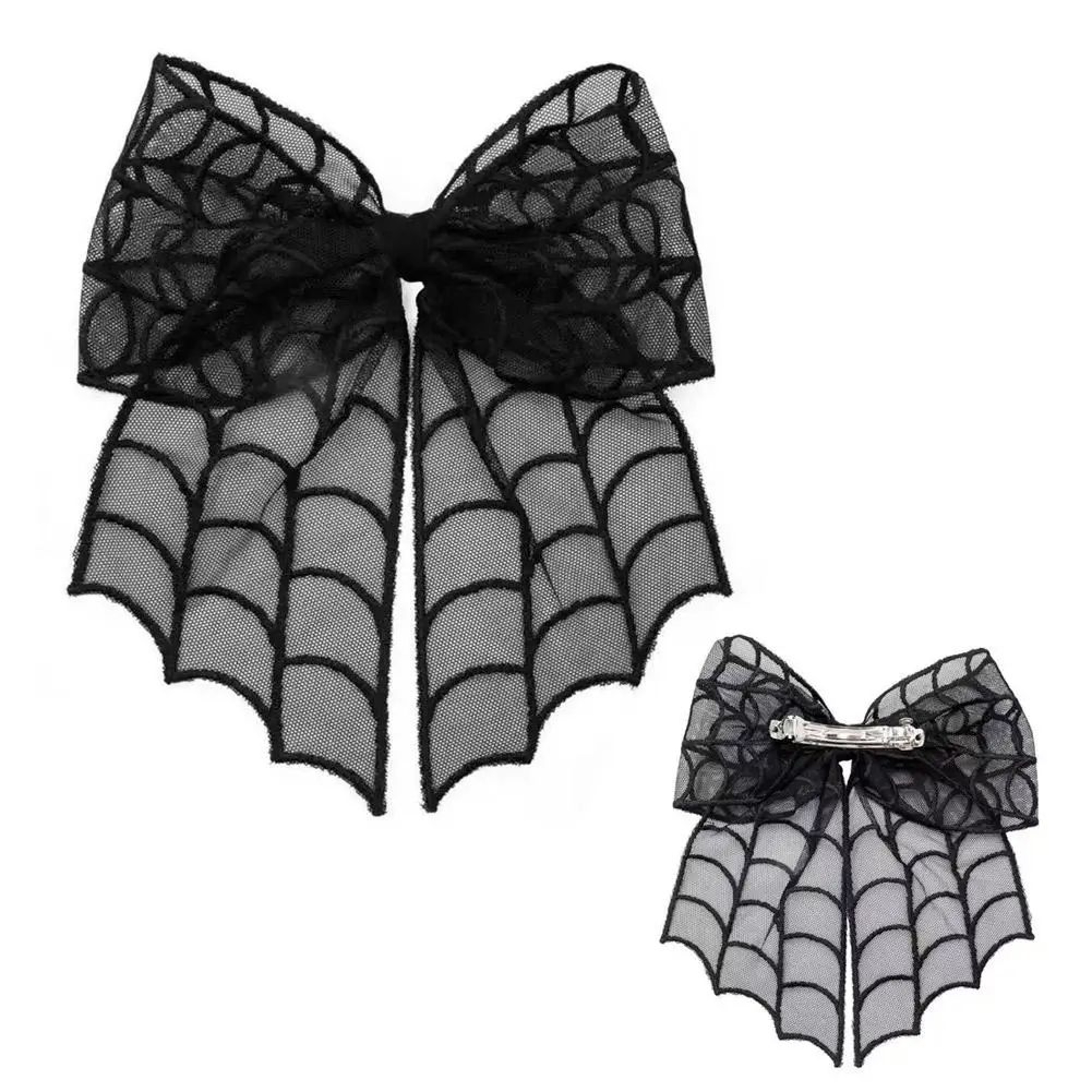 Halloween Spider Web Bow Hair Clips 5