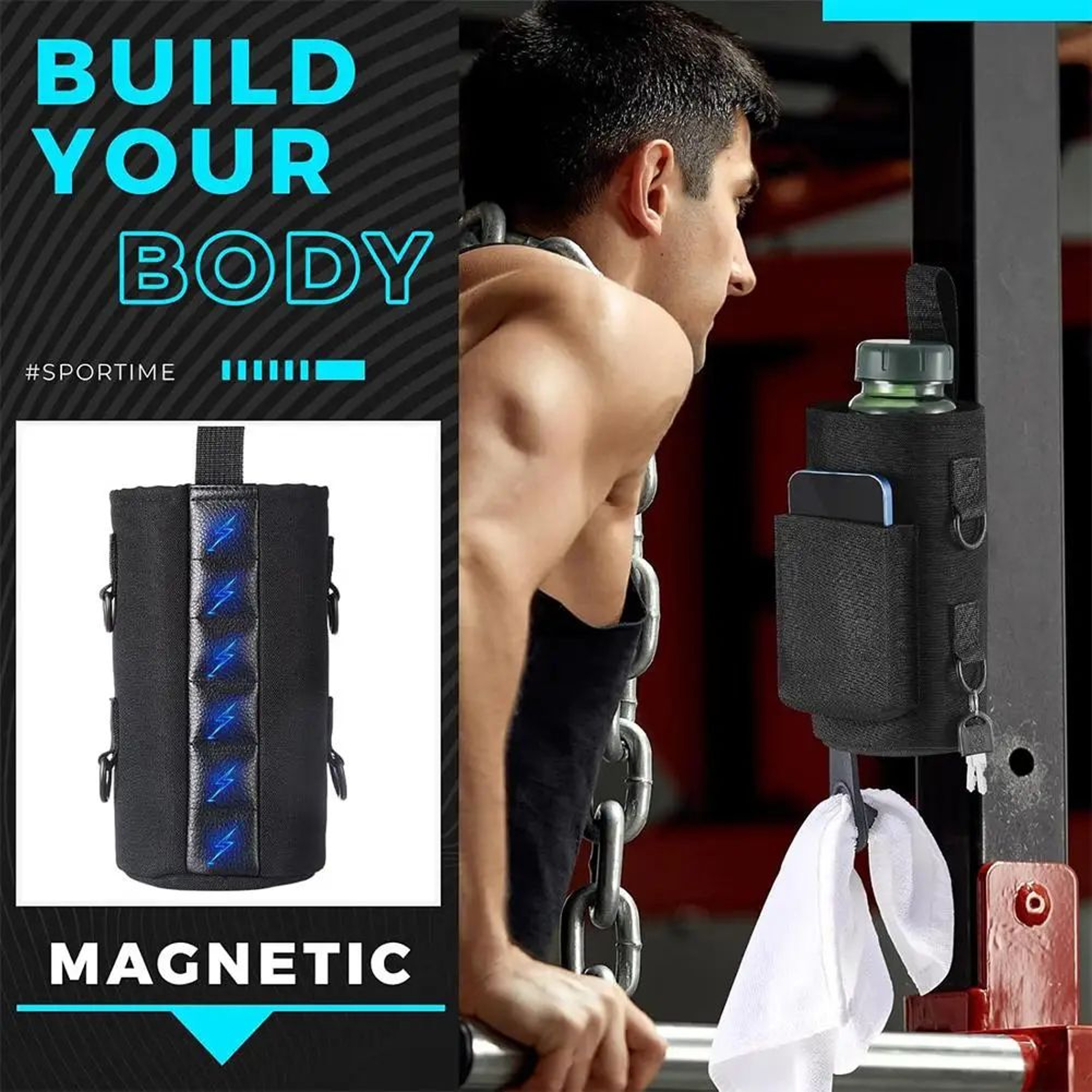 Magnetic Gym Water Bottle Holder Bag 3