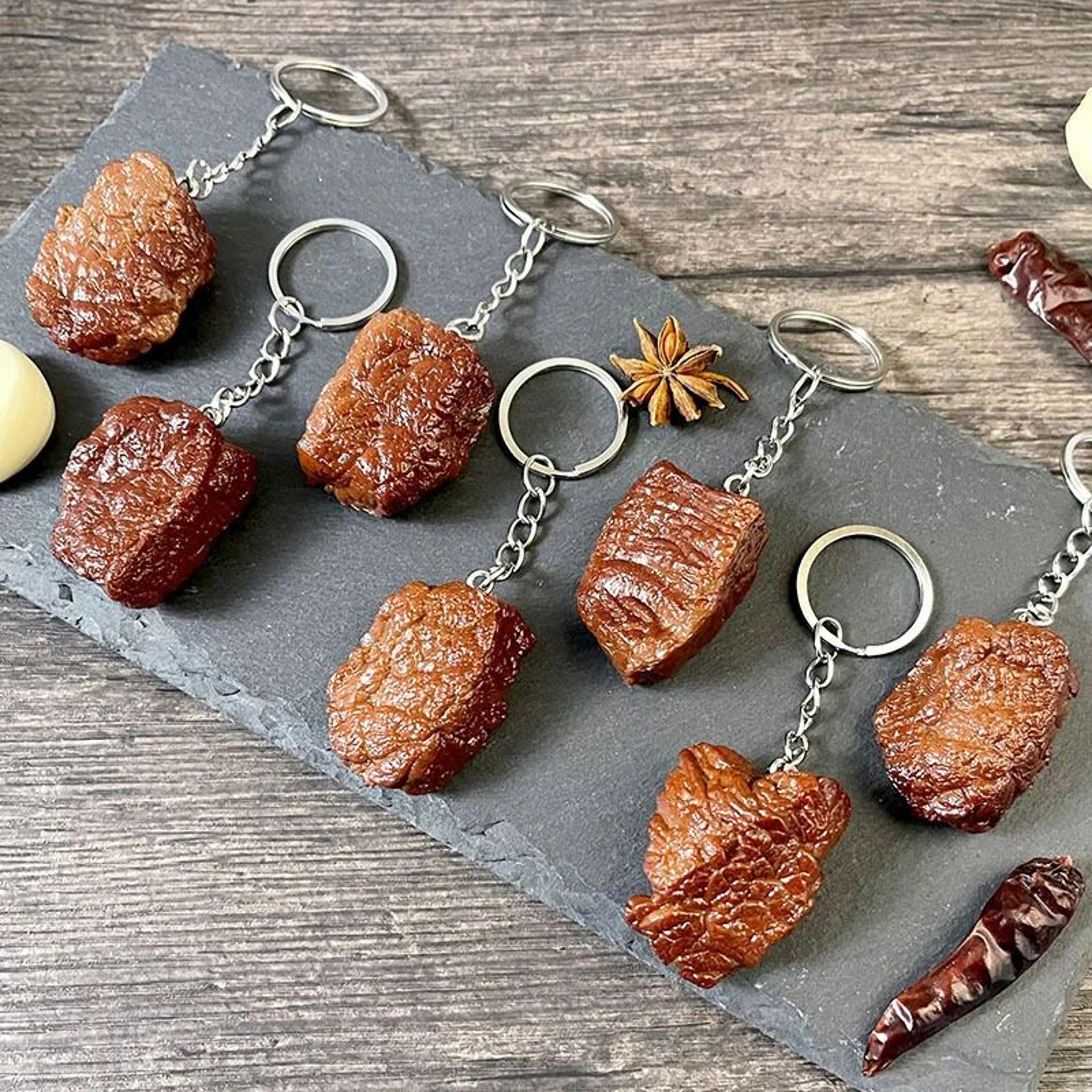 Simulation Beef Cube Keychain 4