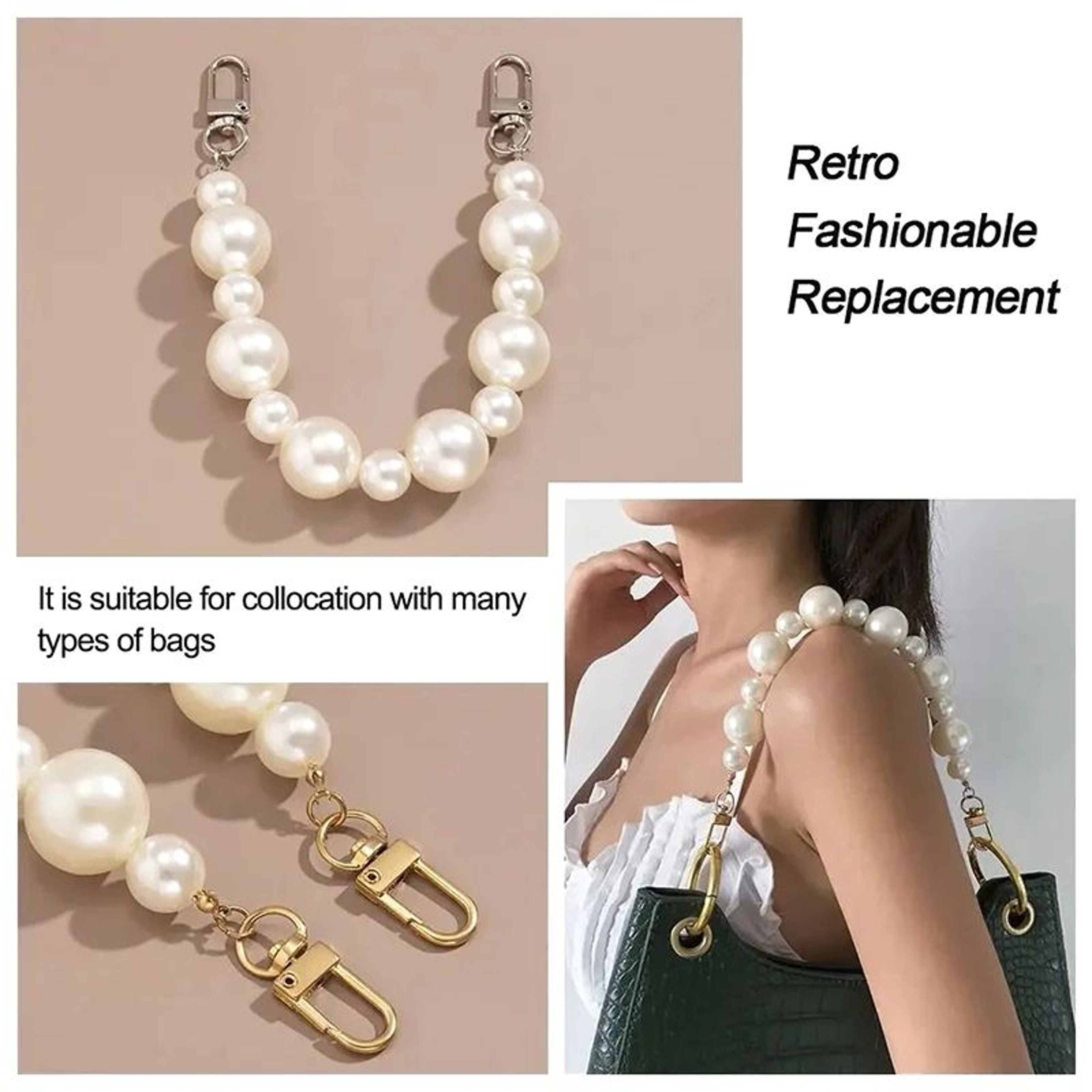 Pearl Decorative Bag Chain Strap 4