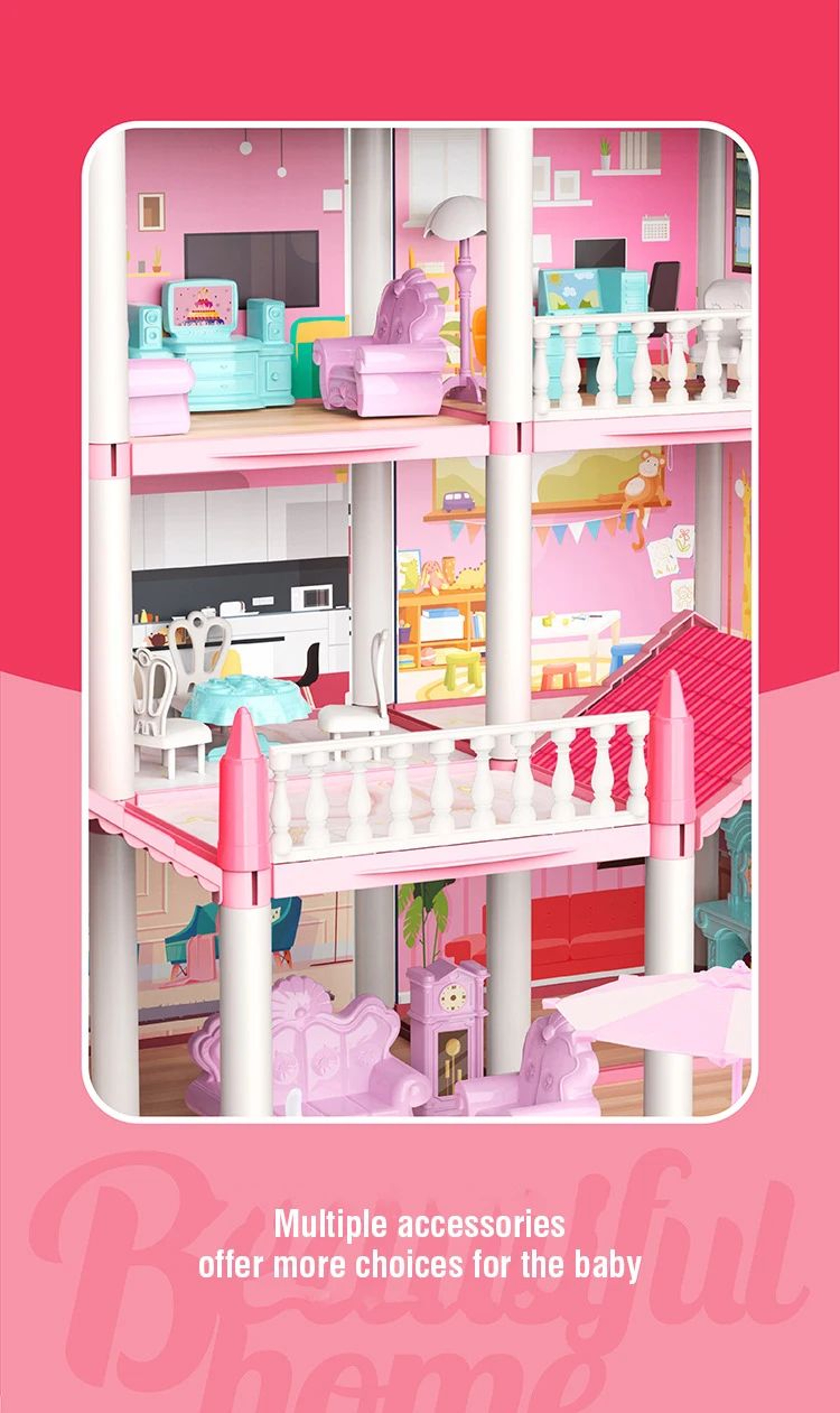 3D DIY Dream Princess Castle Villa Doll House 6