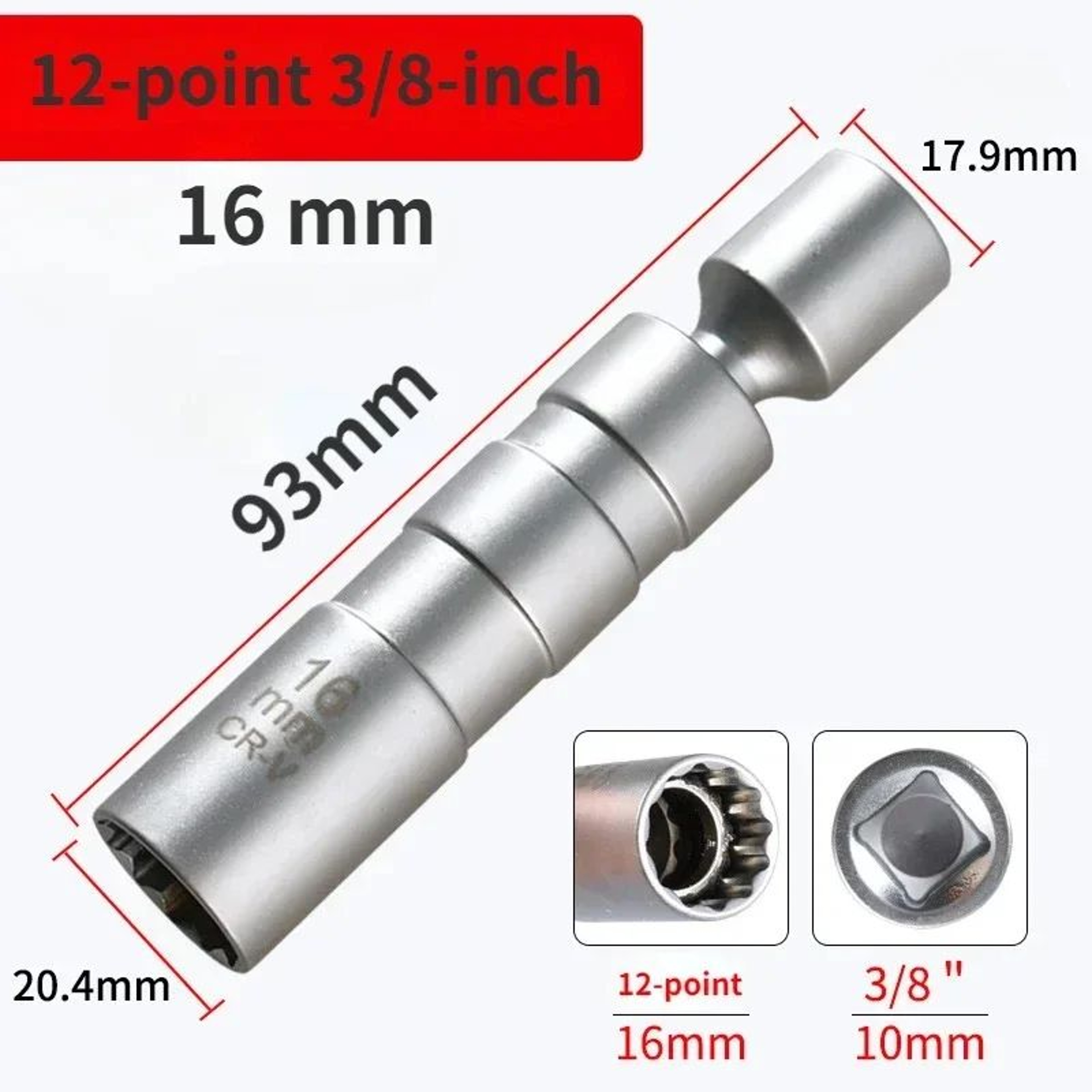 Magnetic Spark Plug Socket Wrench Set 16