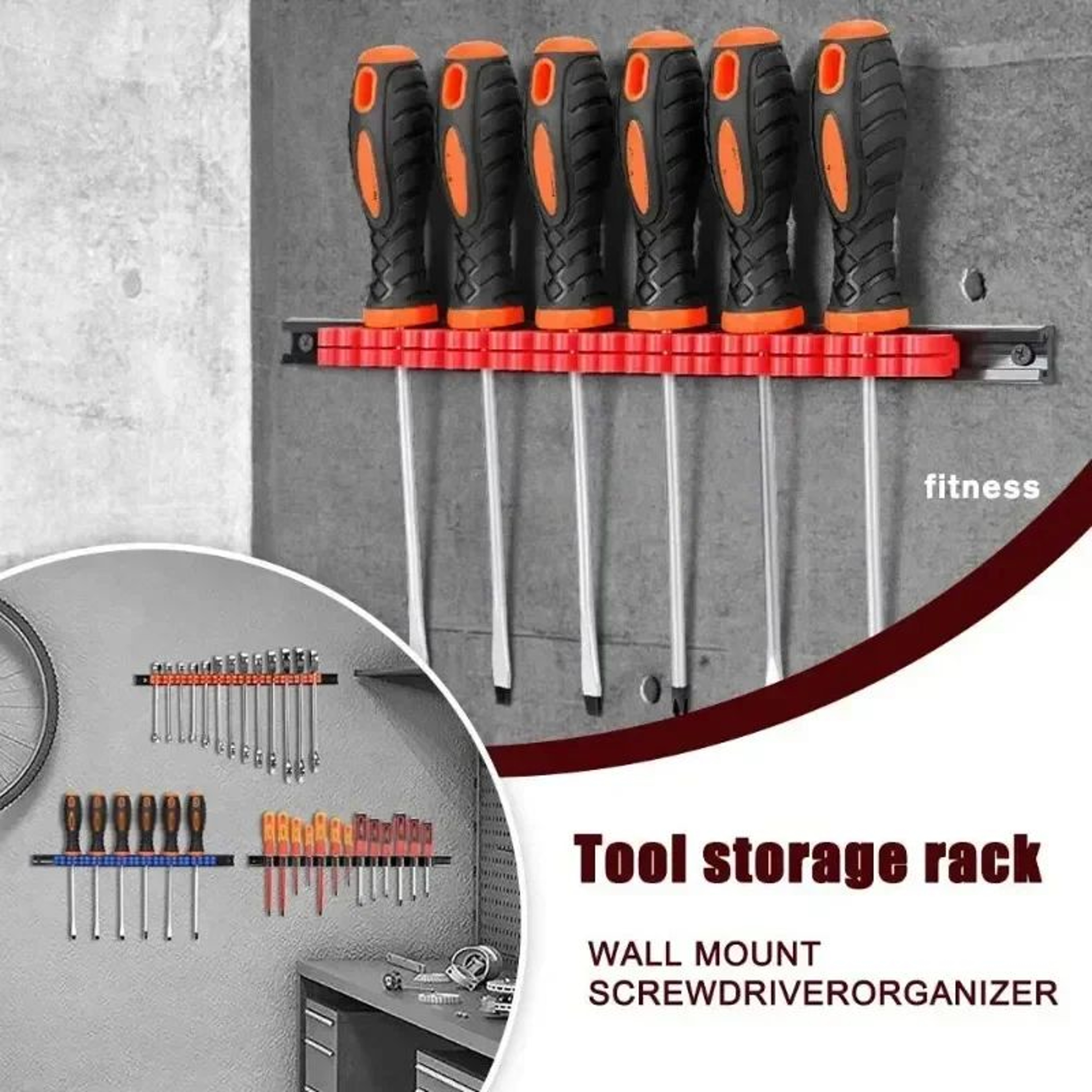 Wall Mount Screwdriver Tool Organizer Set 8