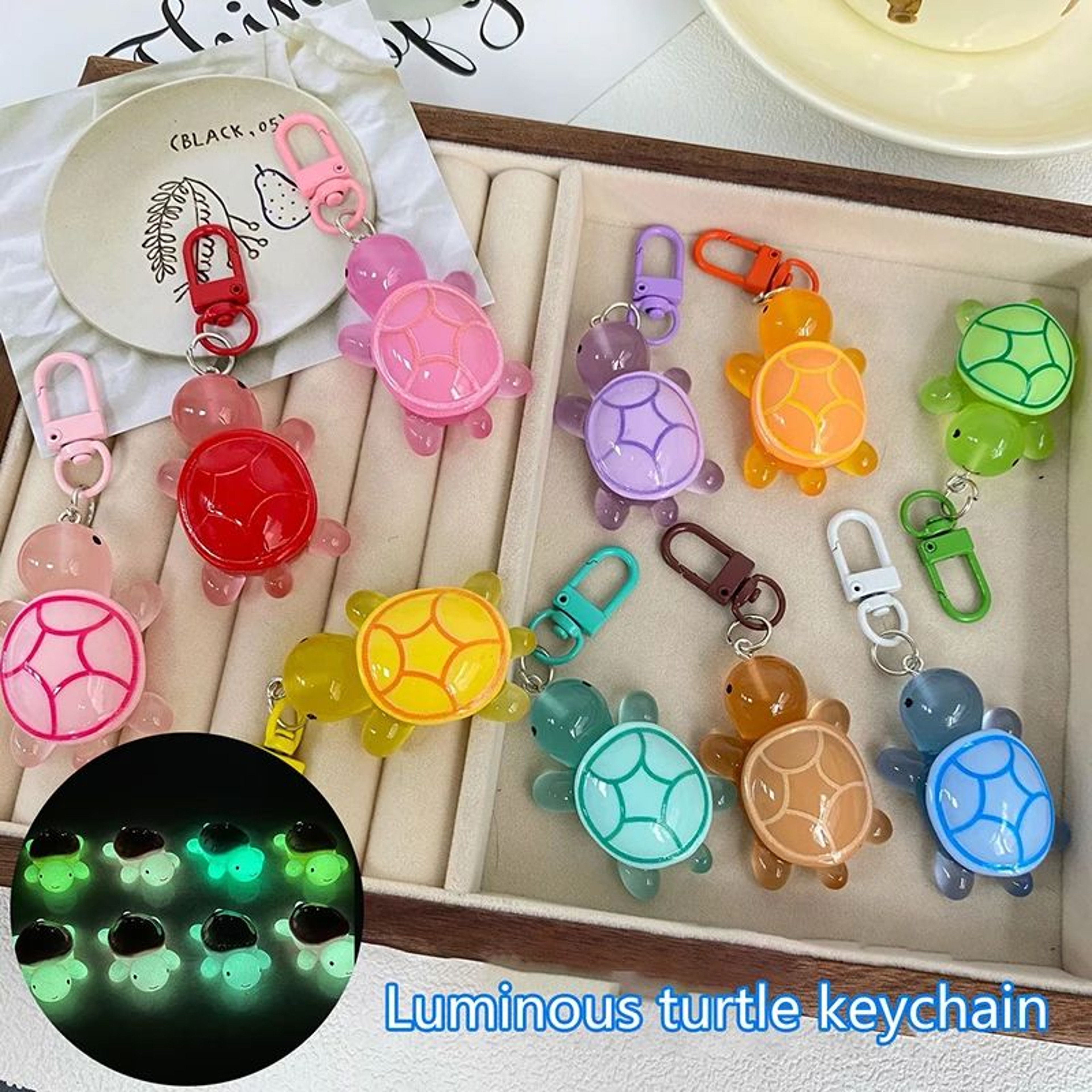 Glow Turtle Resin Keychain Ornament 0