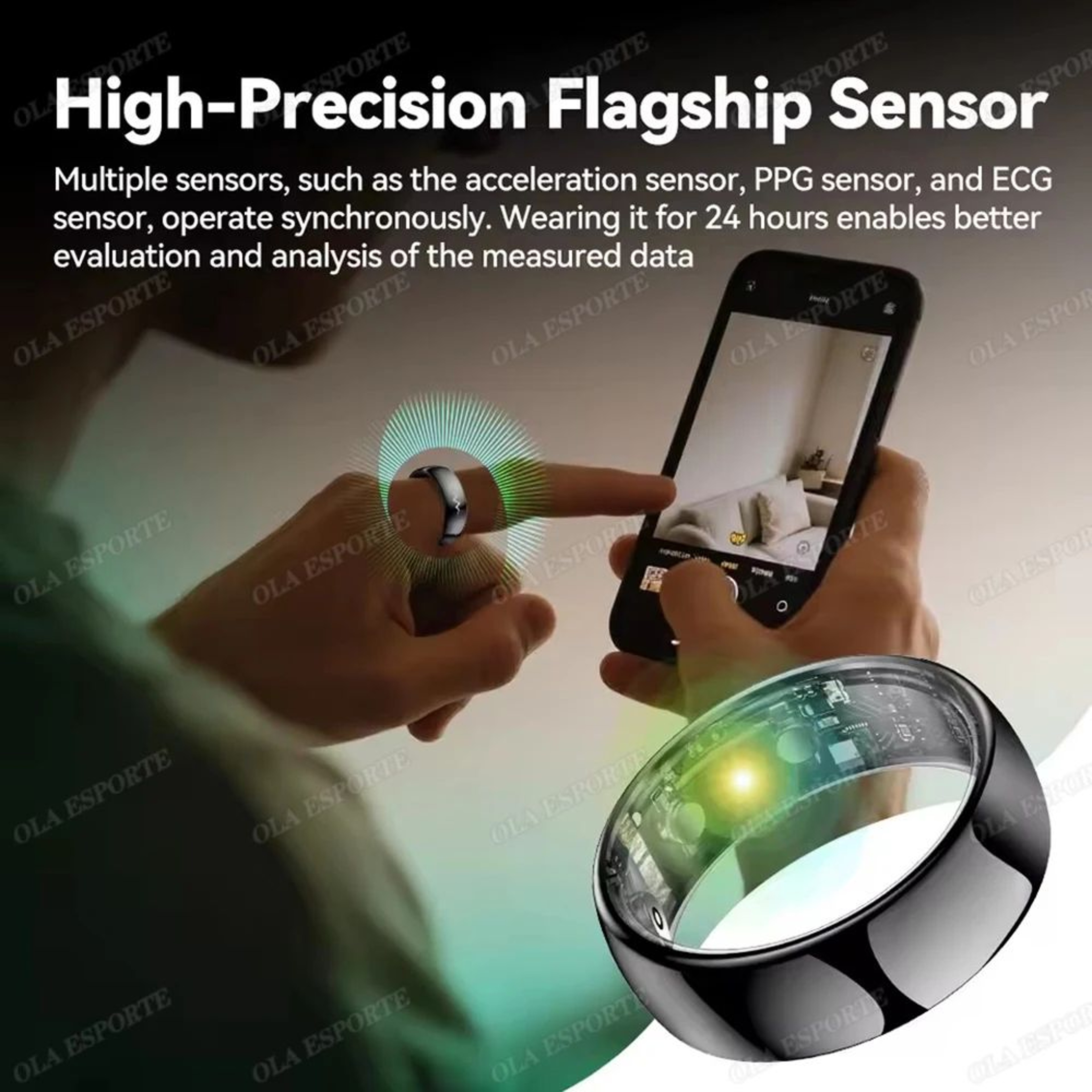 Smart Health Monitoring Ring Heart Rate SpO2 Blood Pressure Temperature Sleep Tracker 5
