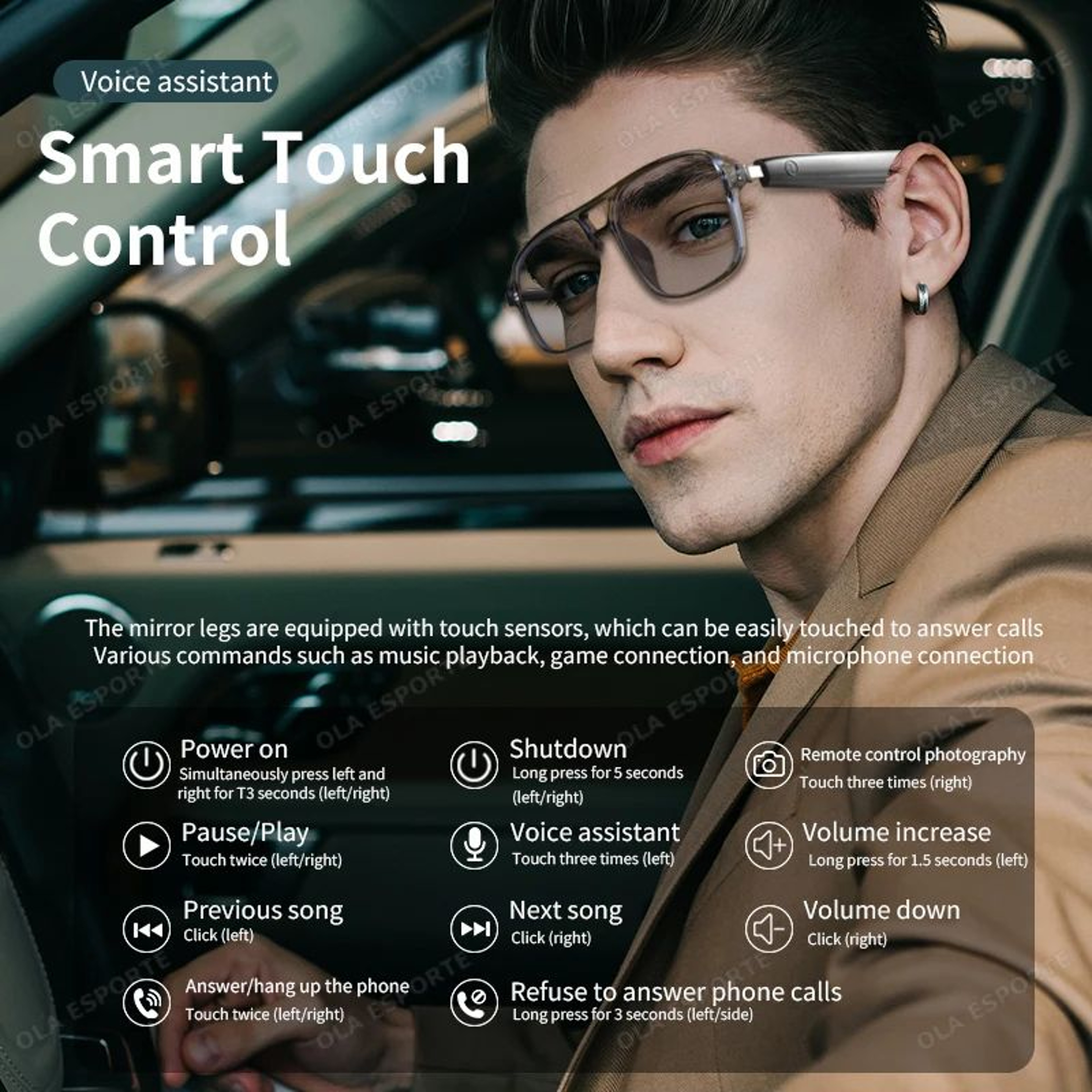 Wireless Bluetooth Audio Smart Glasses With Anti Blue Light Protection 4