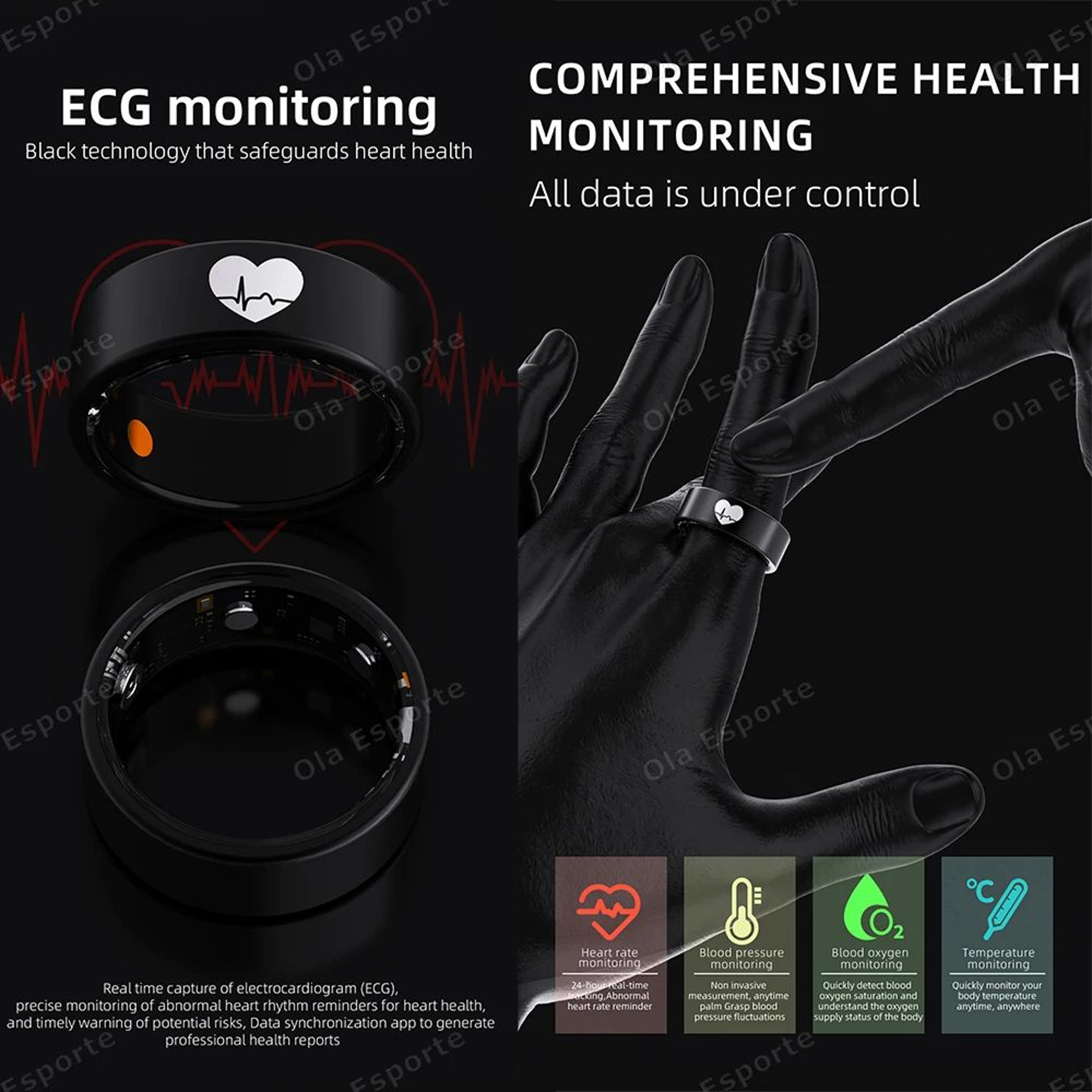 R30 Smart Health Ring ECG Heart Rate Blood Pressure Sleep Tracker 3