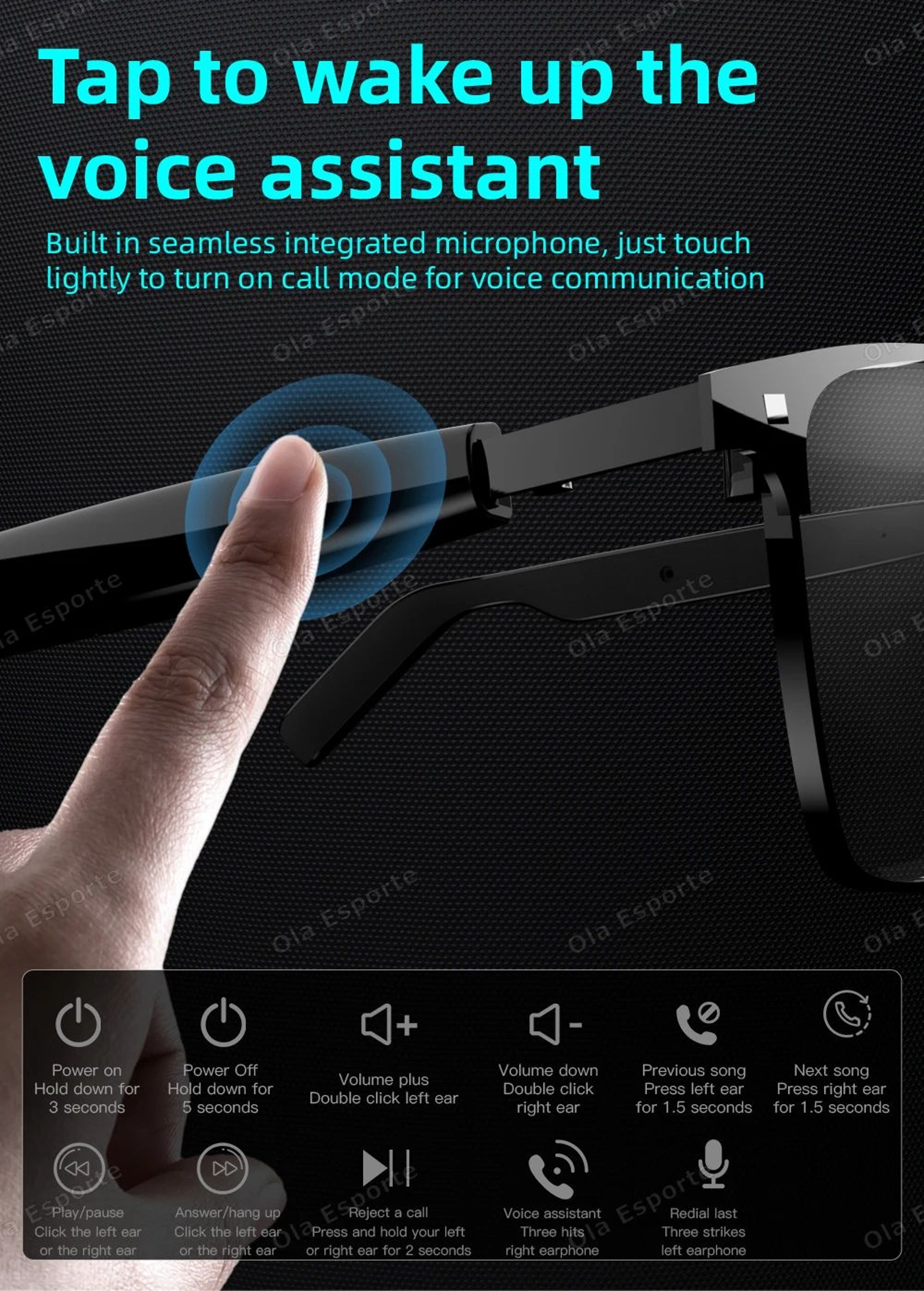 2 In 1 Magnetic Smart Glasses Bluetooth Audio UV Protection Sunglasses 8
