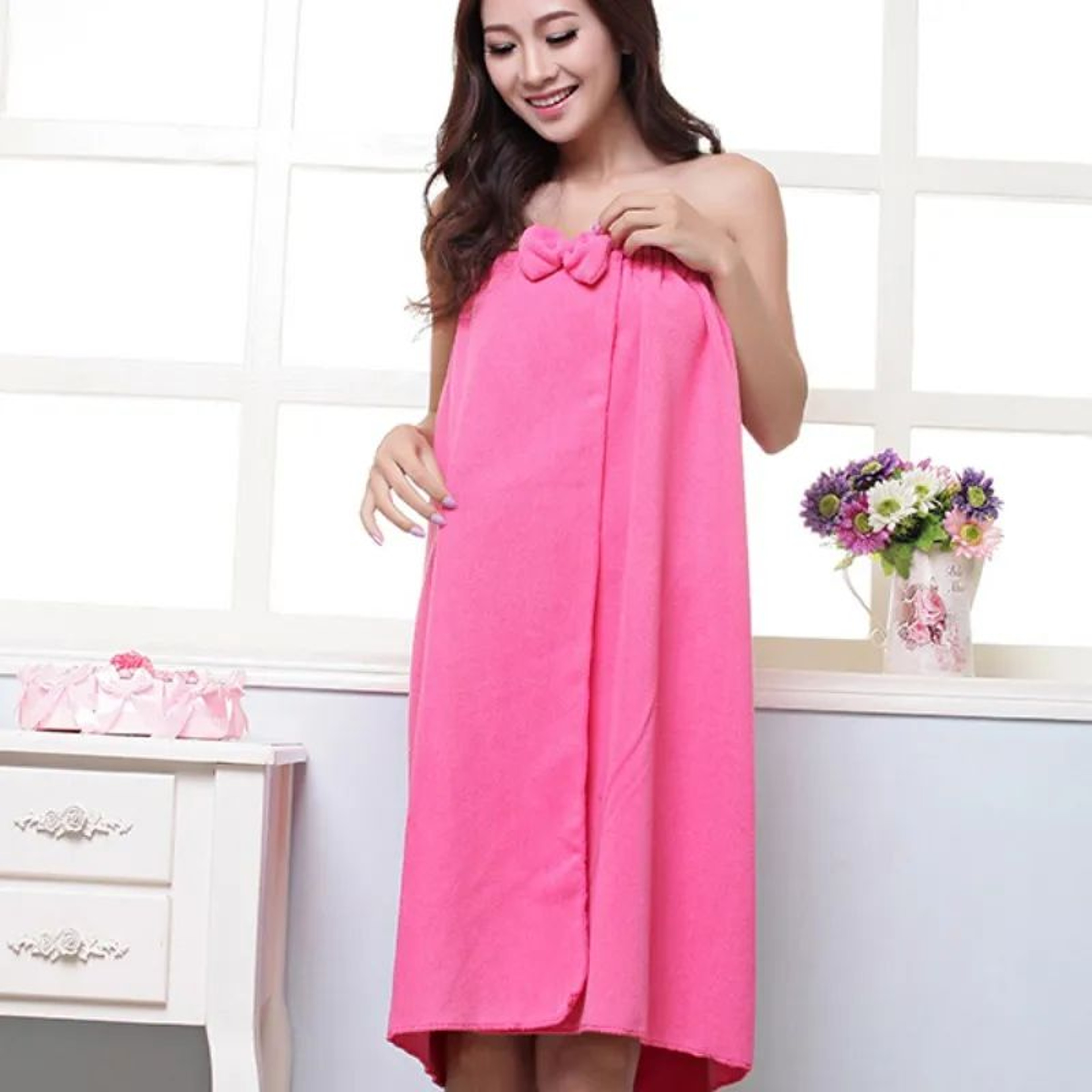 Women Microfiber Bath Towel Robe Super Absorbent Spa Wrap 4