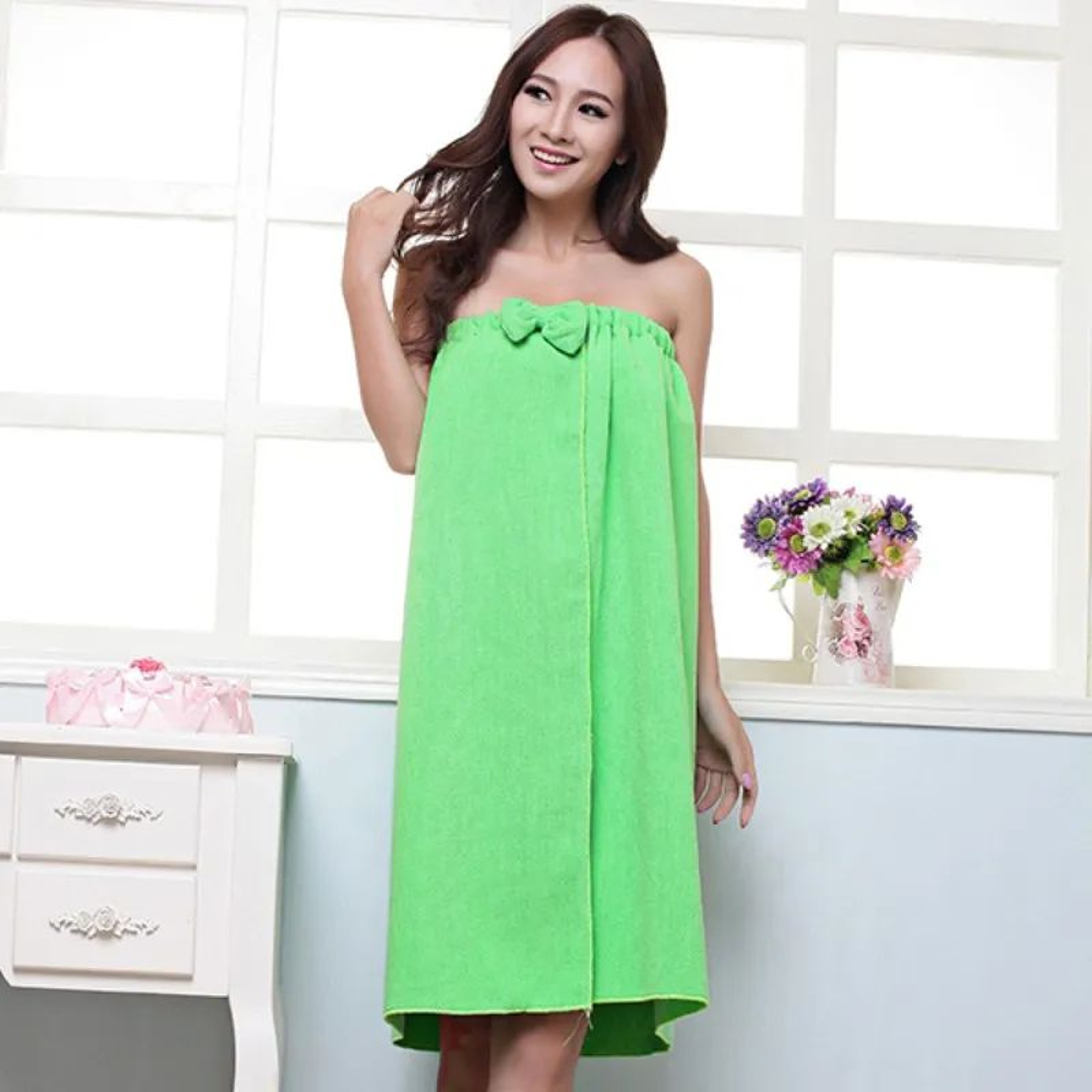 Women Microfiber Bath Towel Robe Super Absorbent Spa Wrap 13