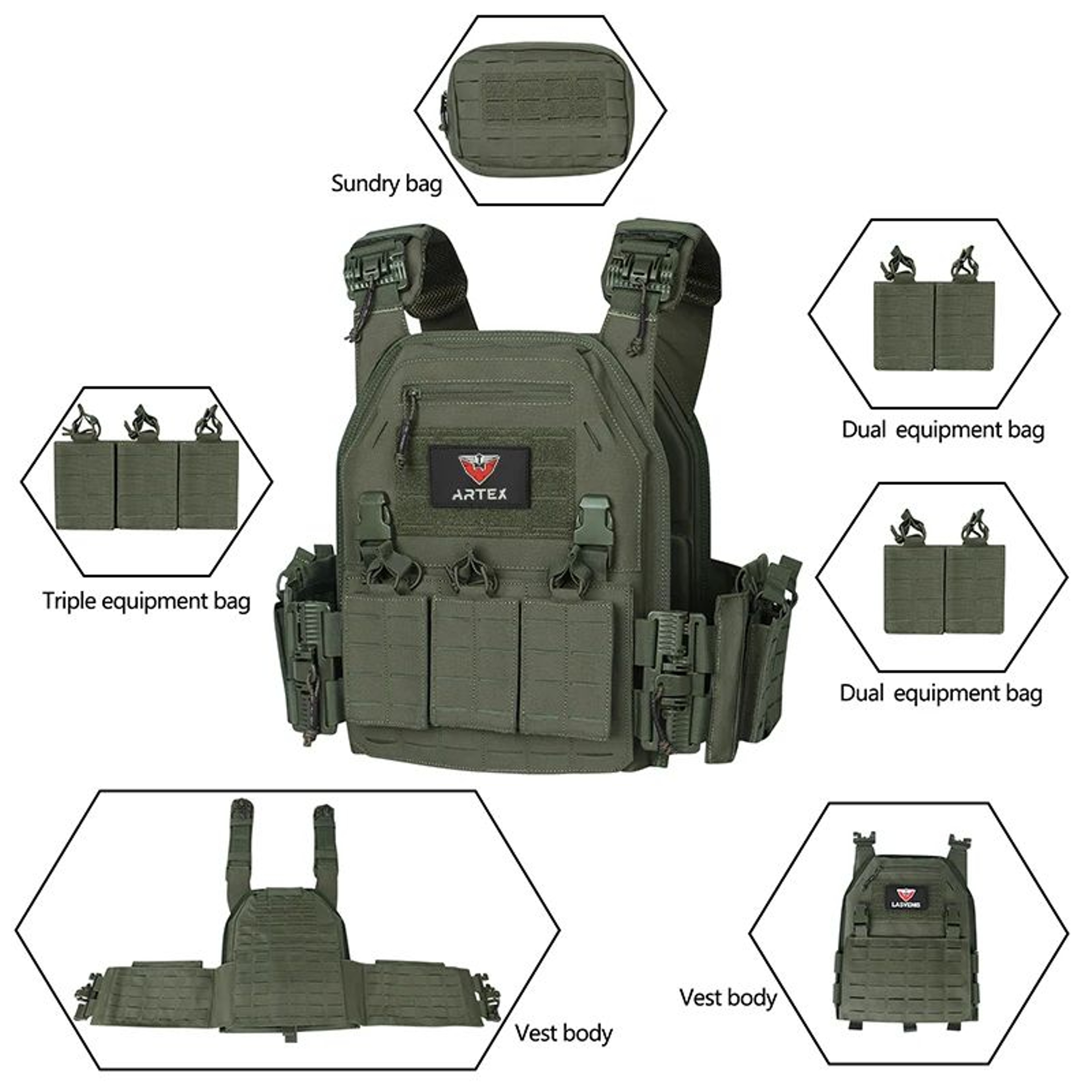 Ranger Green Tactical Plate Carrier Vest 1