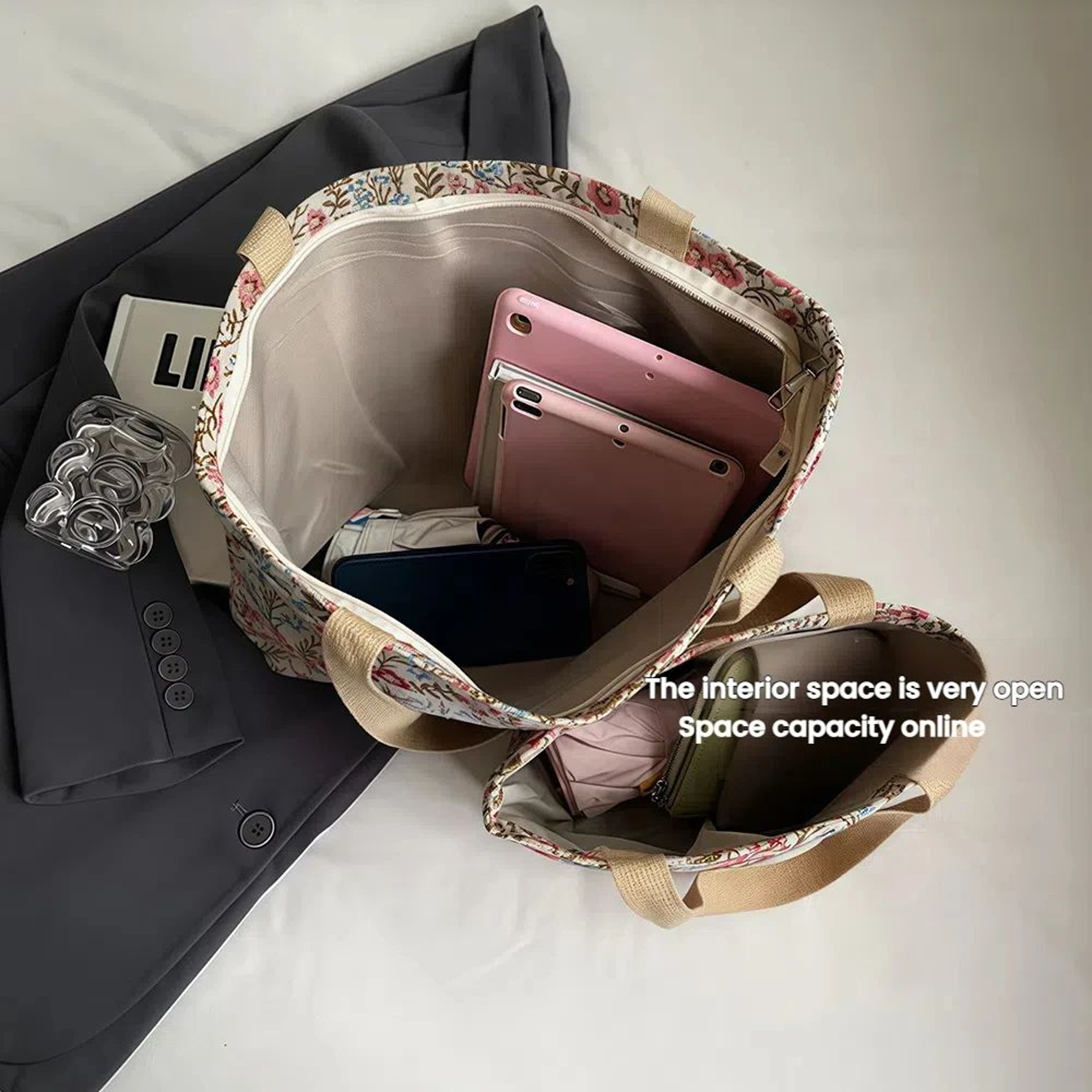 Floral Canvas Shoulder Tote Bag 4