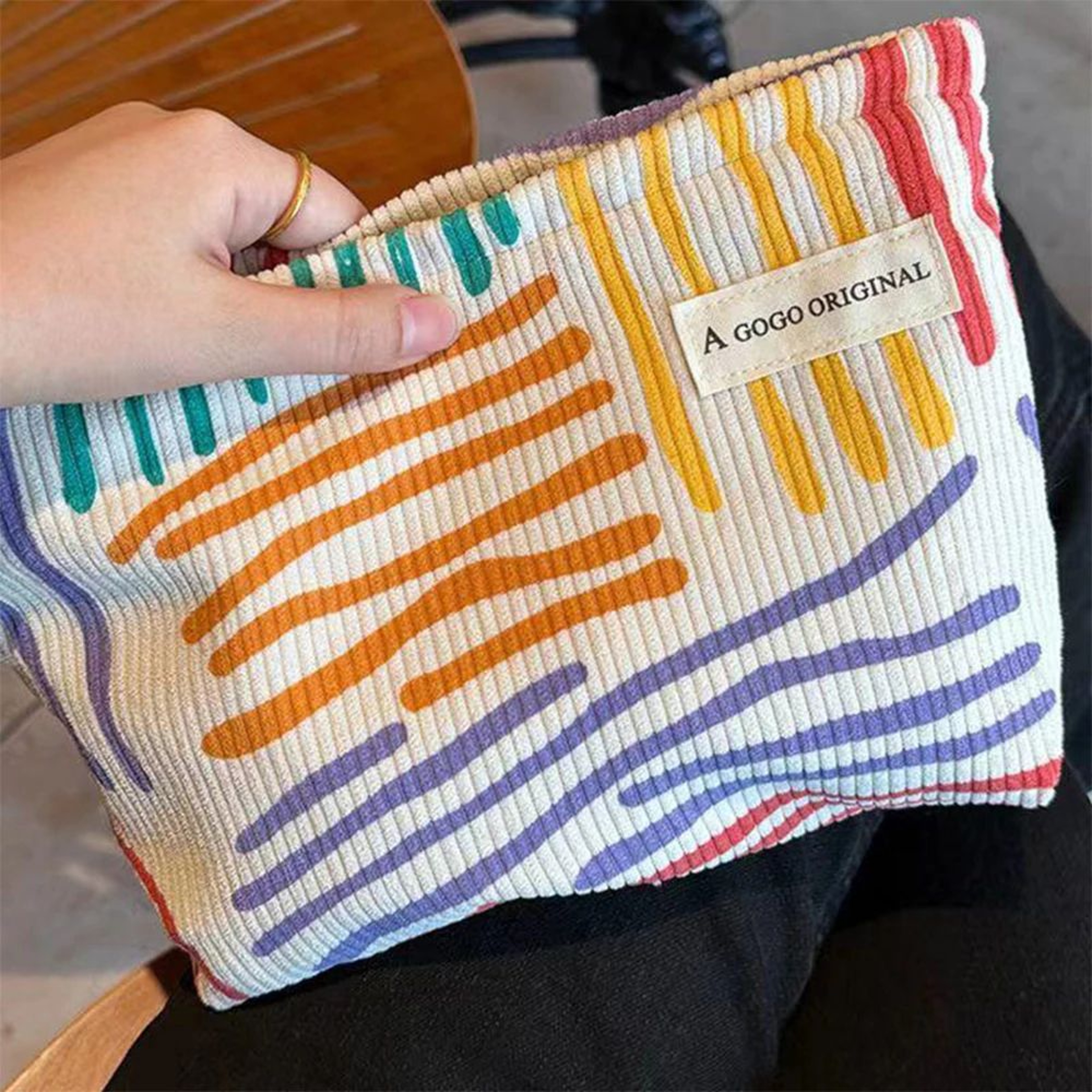 Corduroy Large Capacity Cosmetic Bag 2