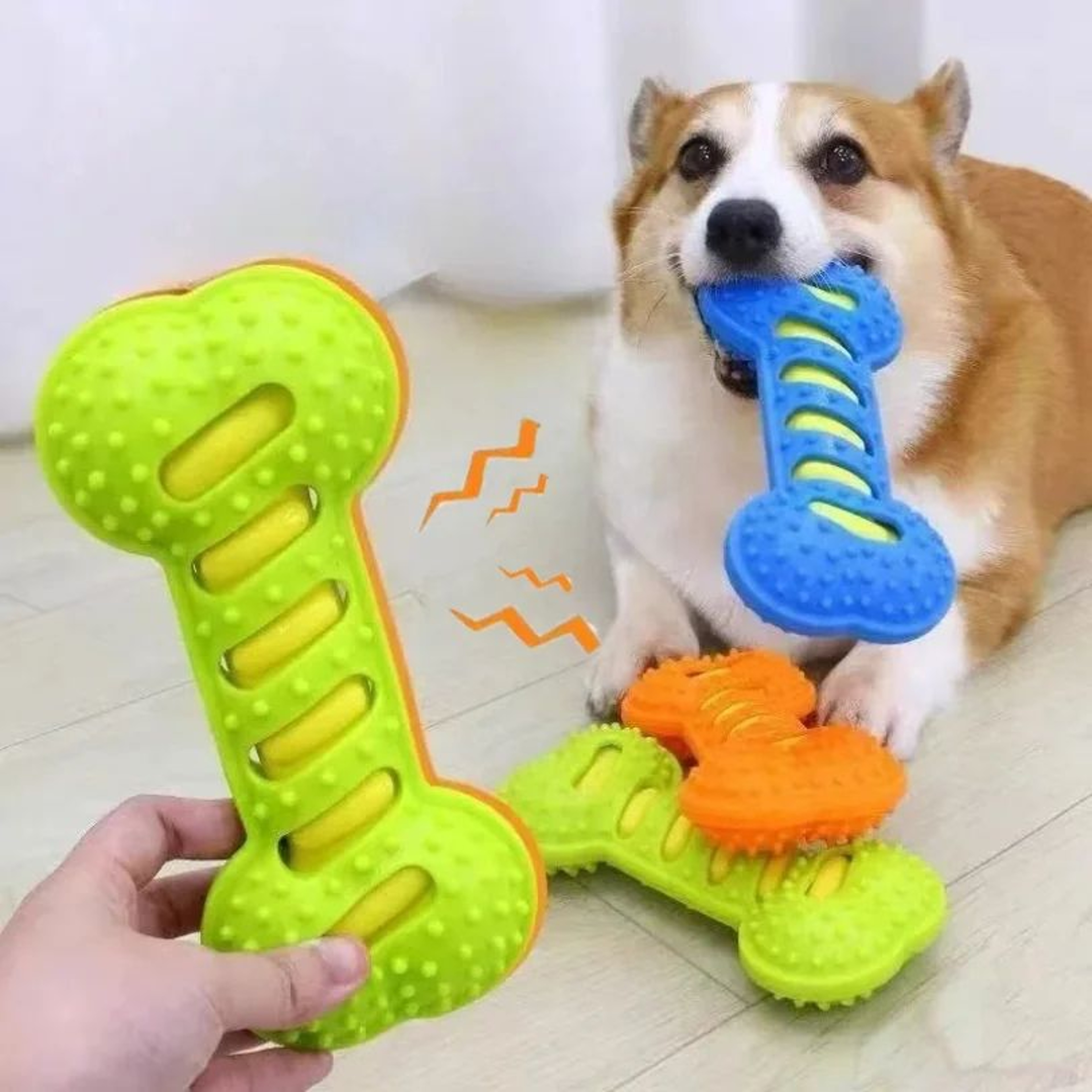 Rubber Bone Squeaky Dog Chew Toy 0