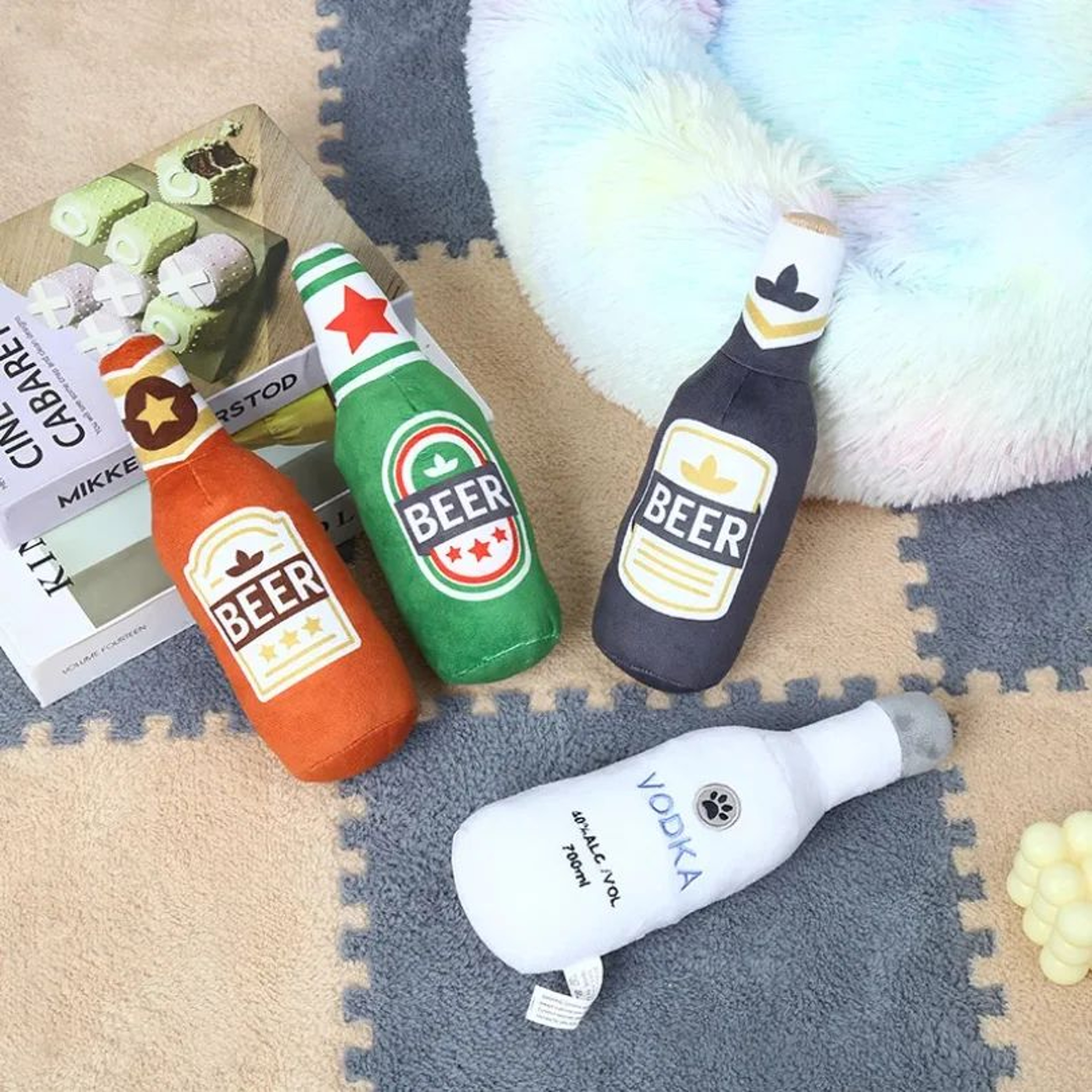 Plush Beer Bottle Dog Squeaky Toy 2