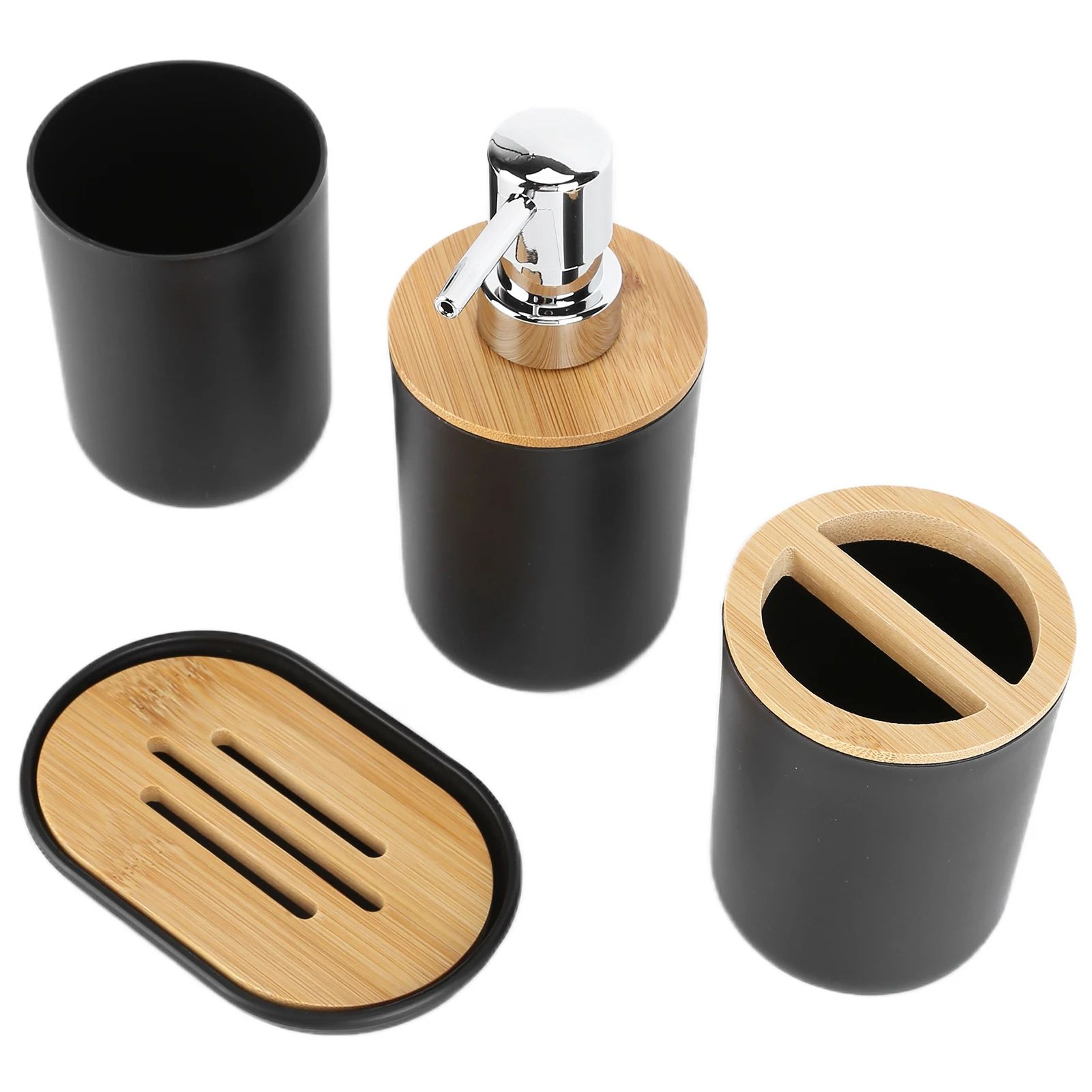 Bamboo Bathroom Accessory Set 0