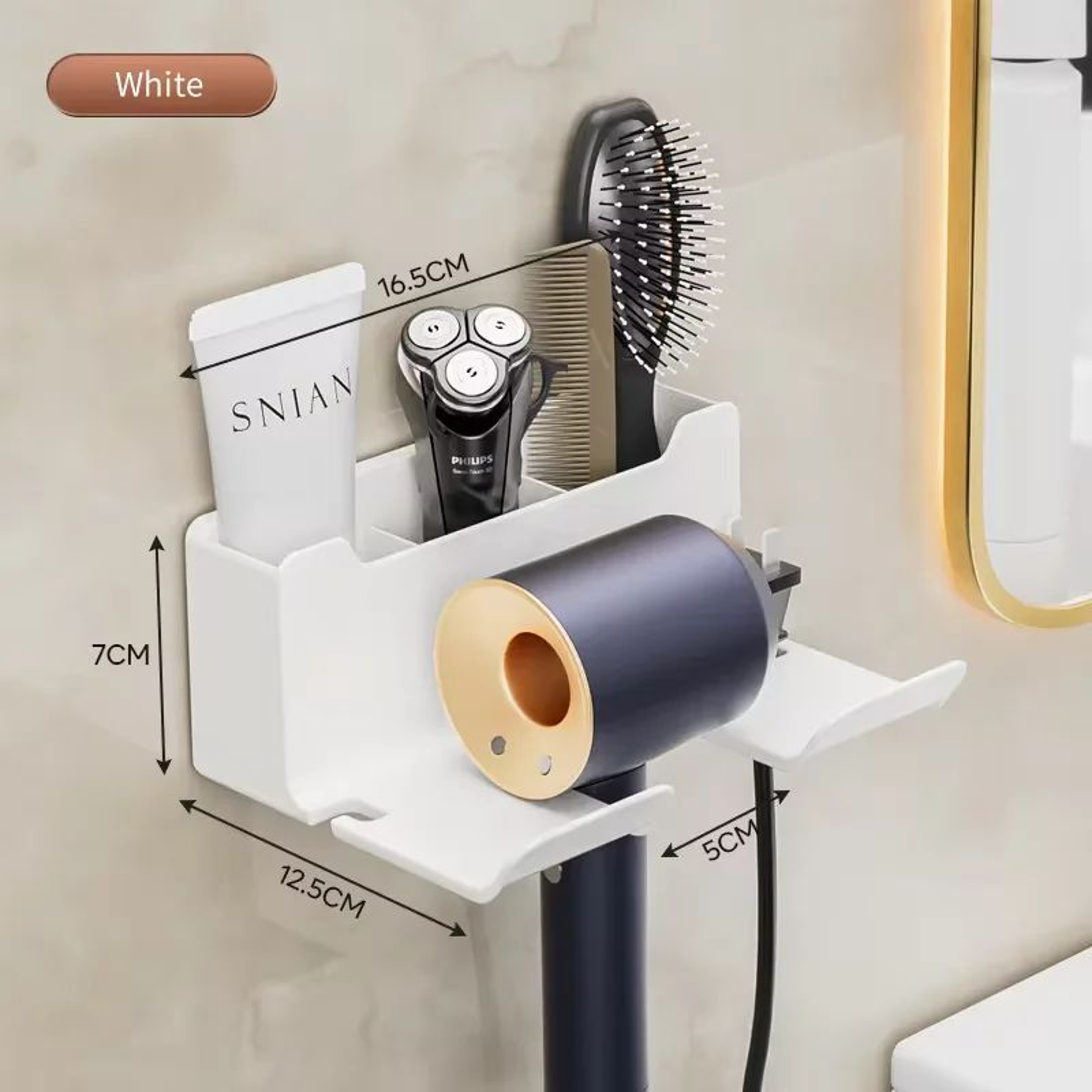 Wall Mounted Hair Dryer Storage Rack 5