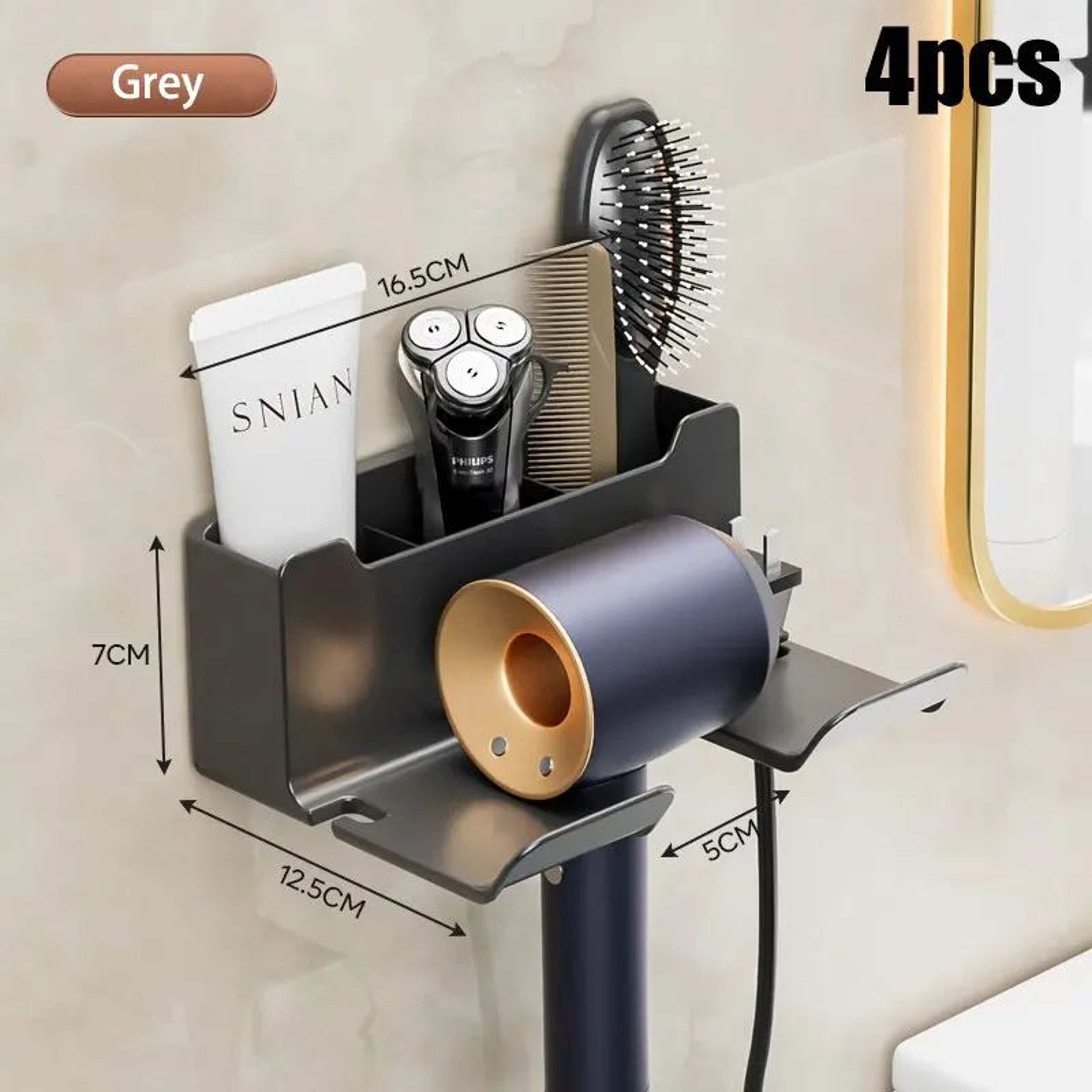 Wall Mounted Hair Dryer Storage Rack 19