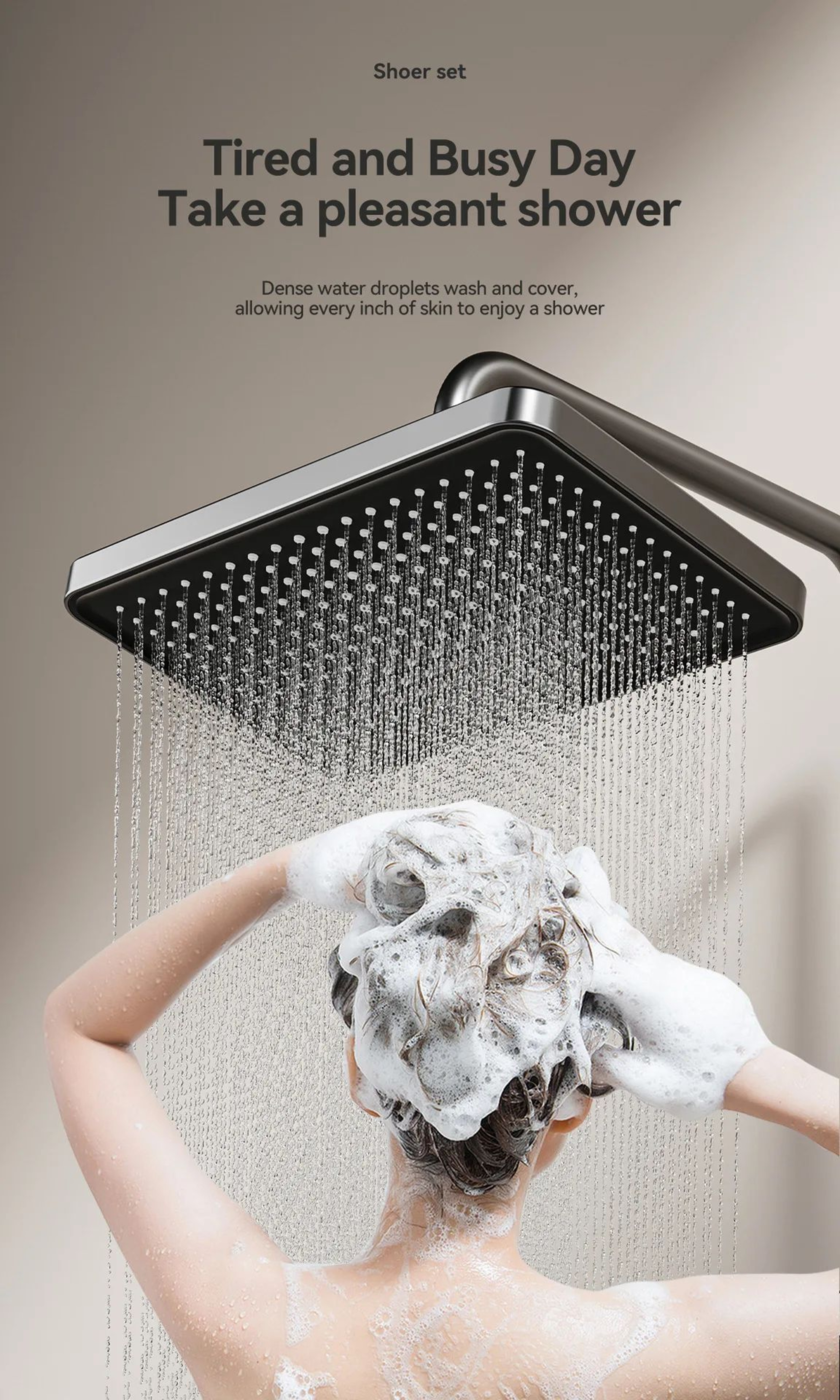 Gunmetal Gray Bathroom Shower System Set 11