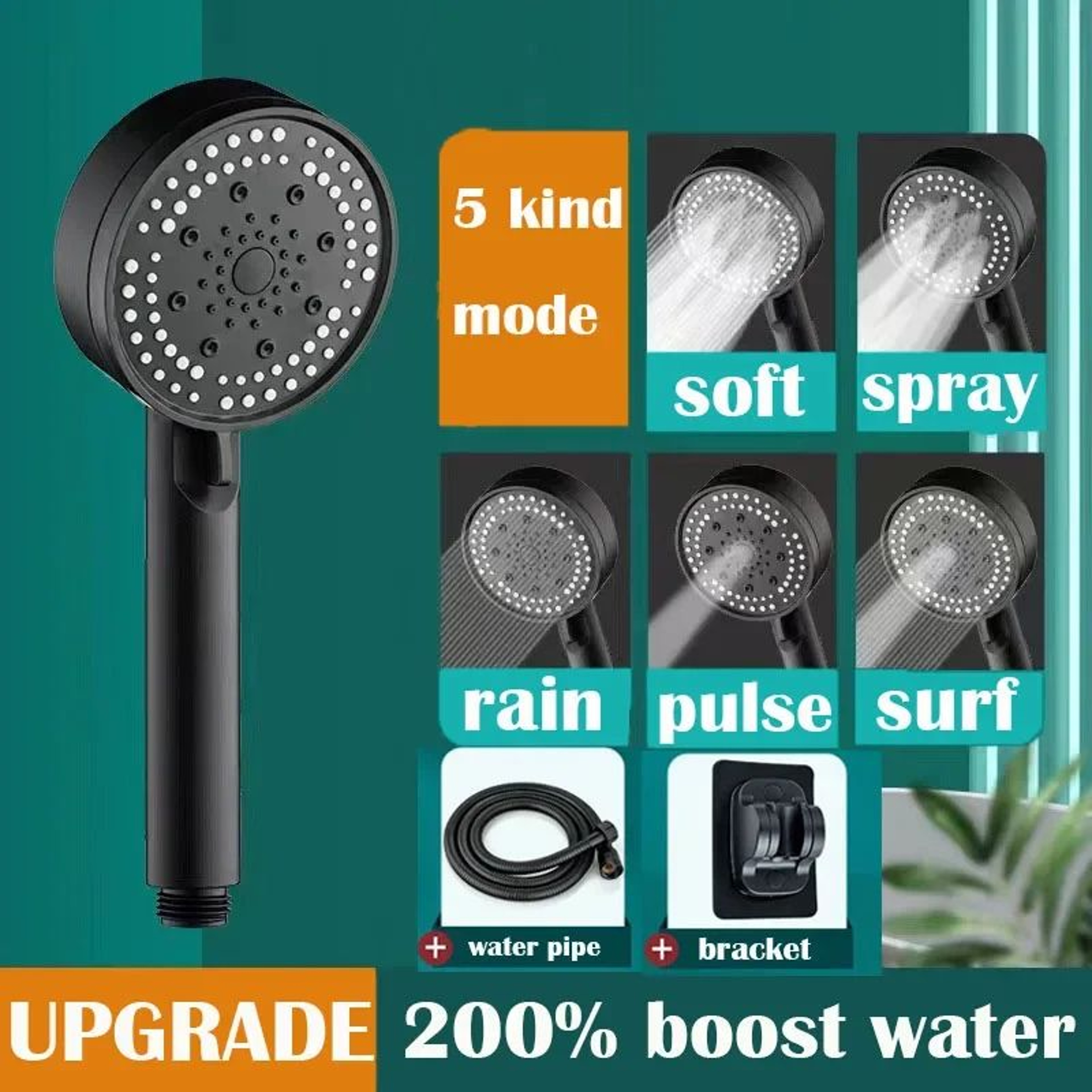 High Pressure Shower Head With 5 Spray Modes 0