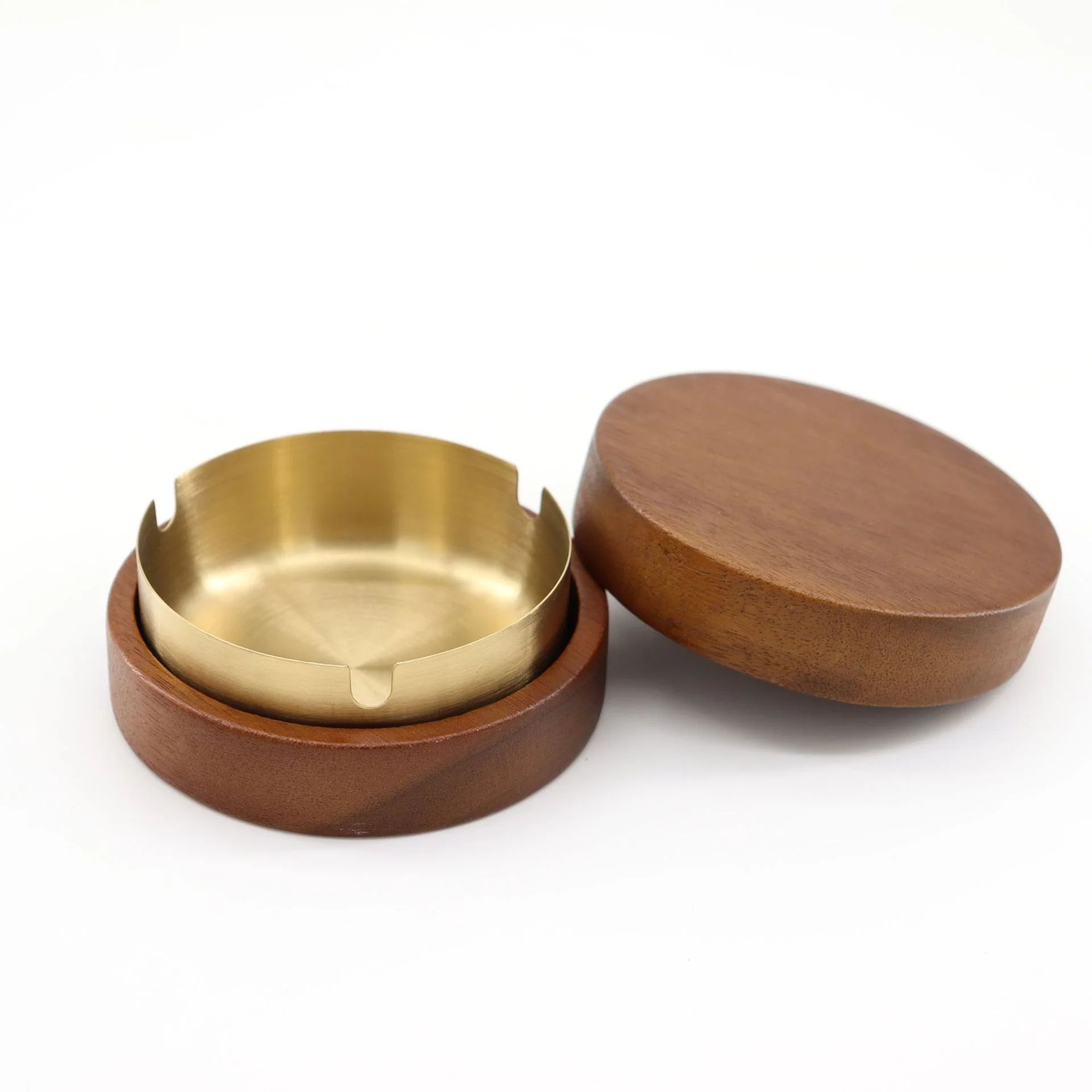 Round Wooden Ashtray With Lid 7