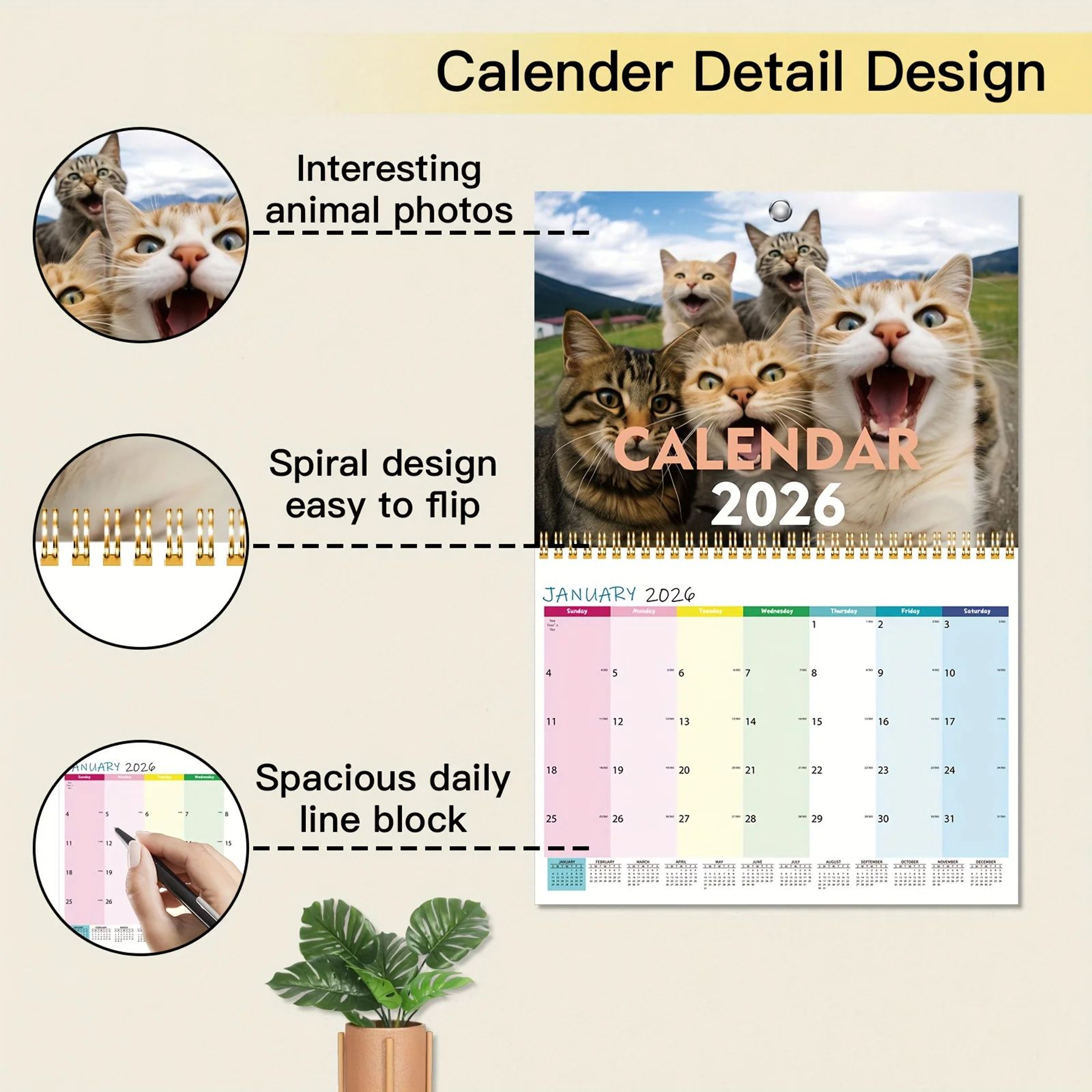 Cats And Friends 2026 Wall Calendar 5
