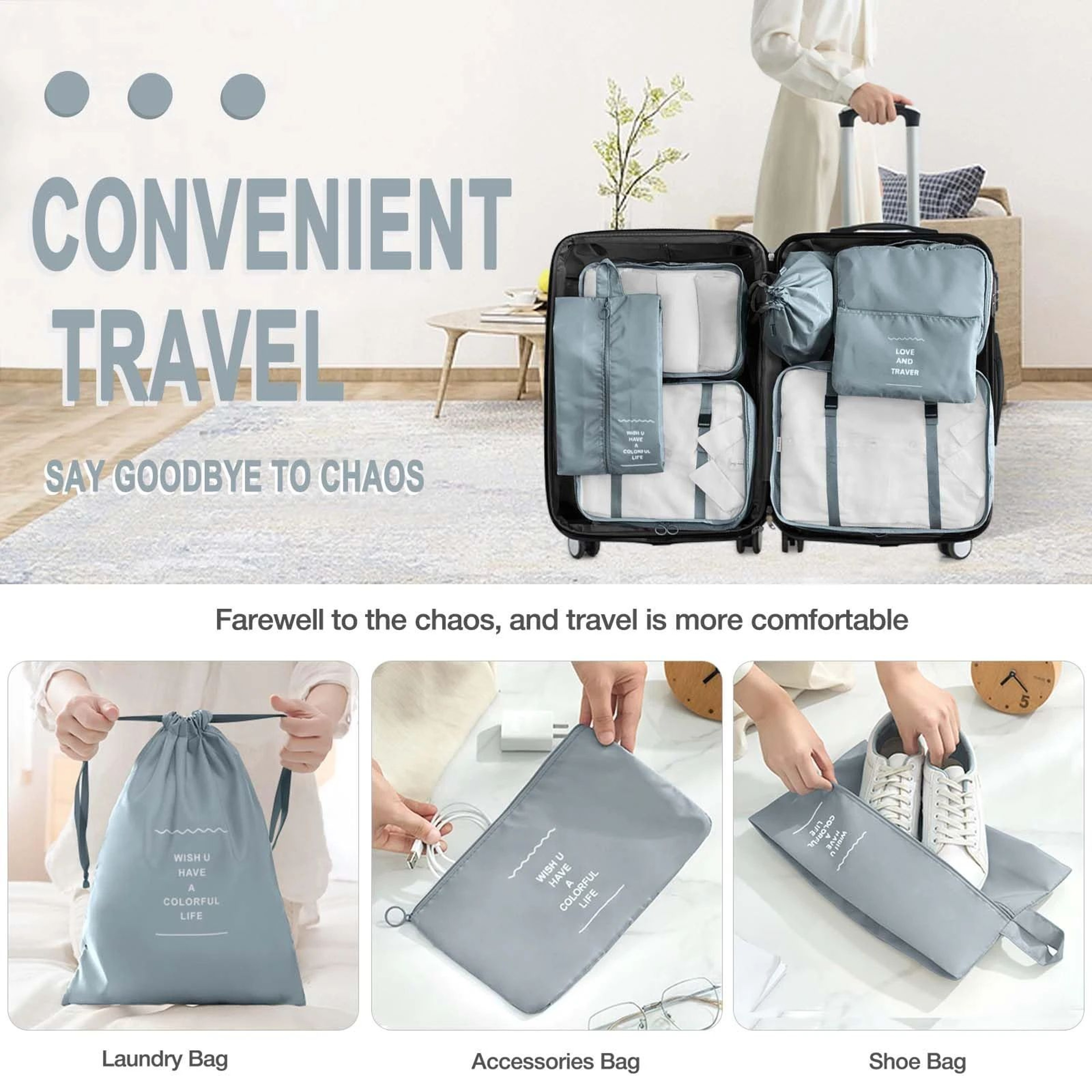 7 Piece Travel Packing Cubes Set 4