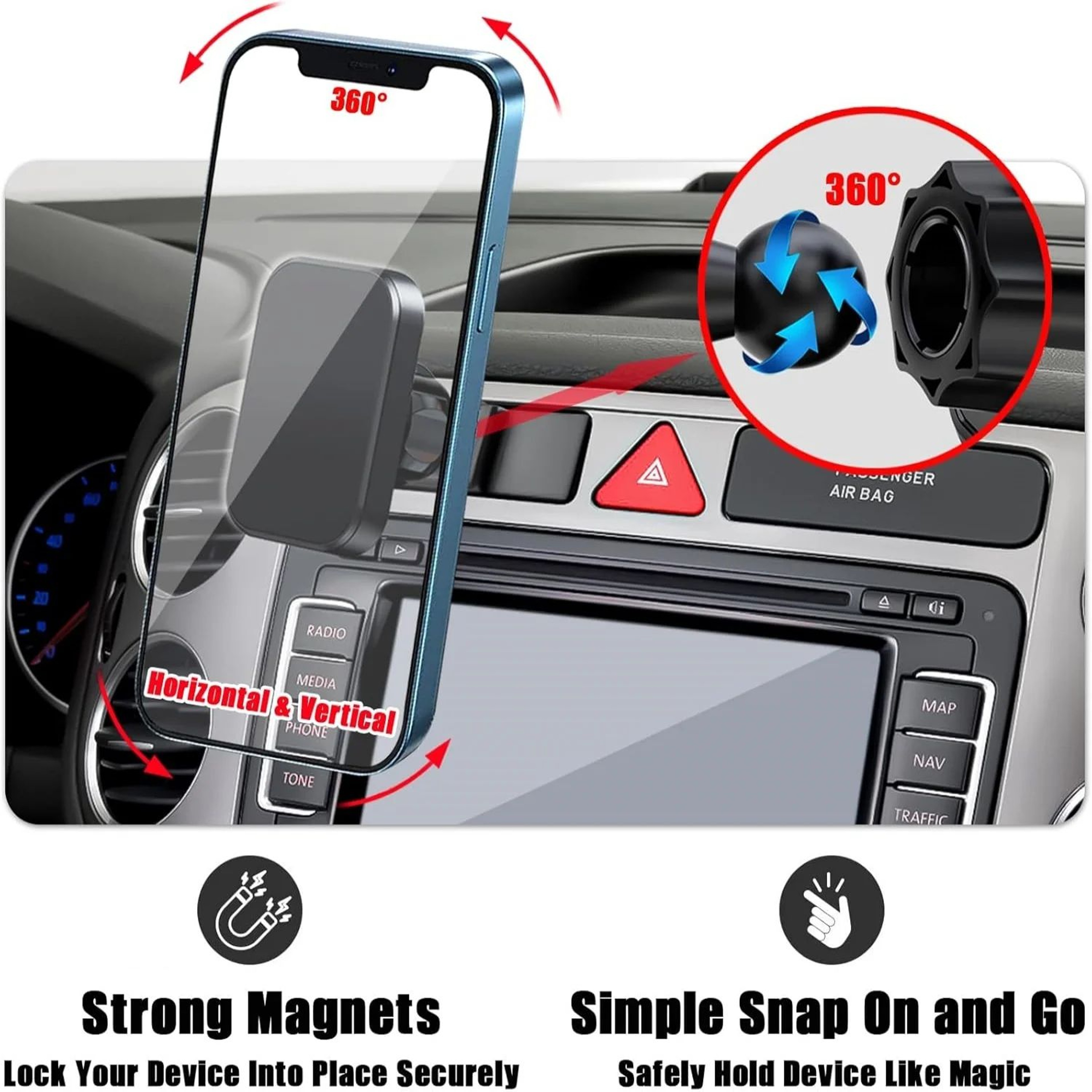 Magnetic Car Phone Holder With Air Vent Mount 1