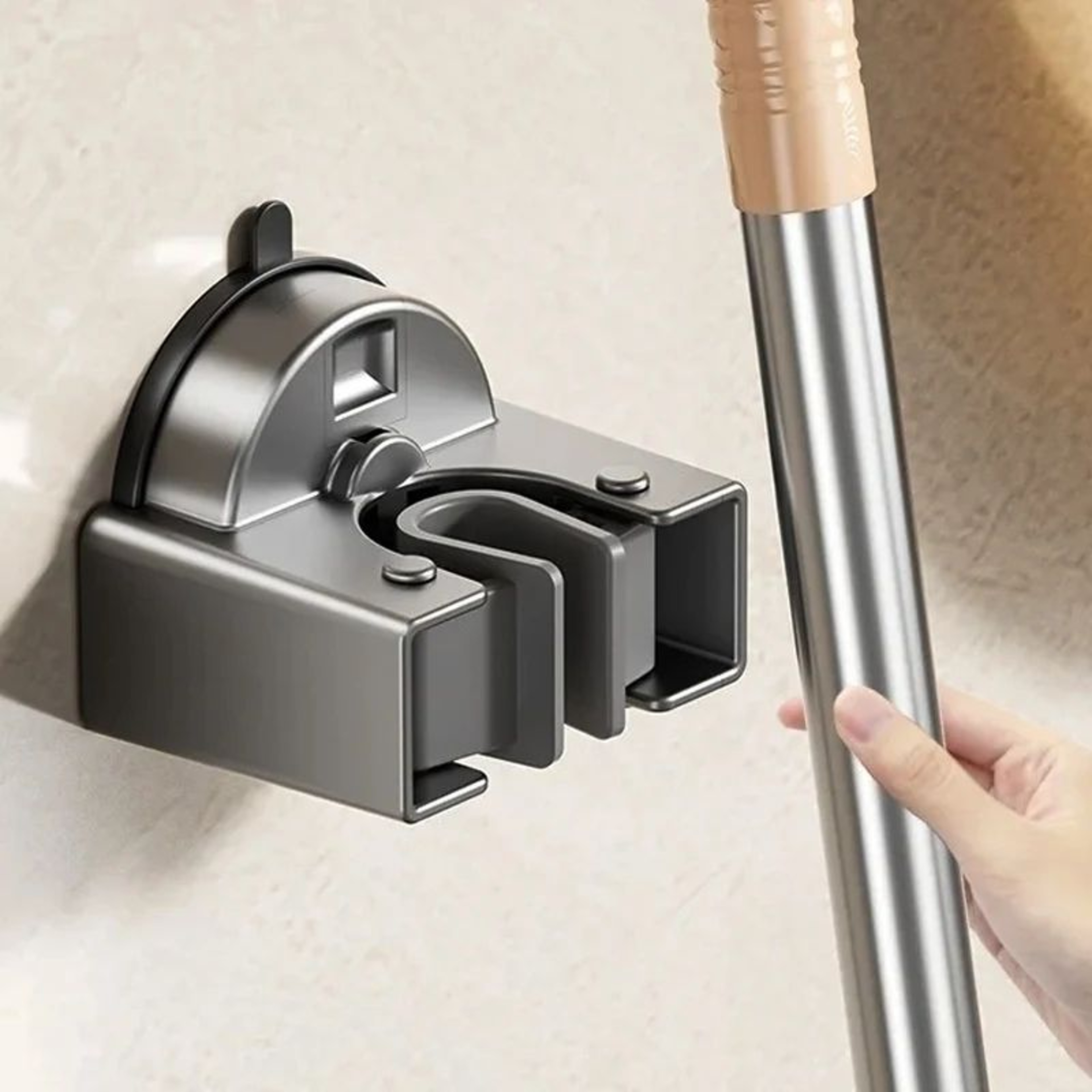 No Drill Suction Cup Mop And Broom Holder 0
