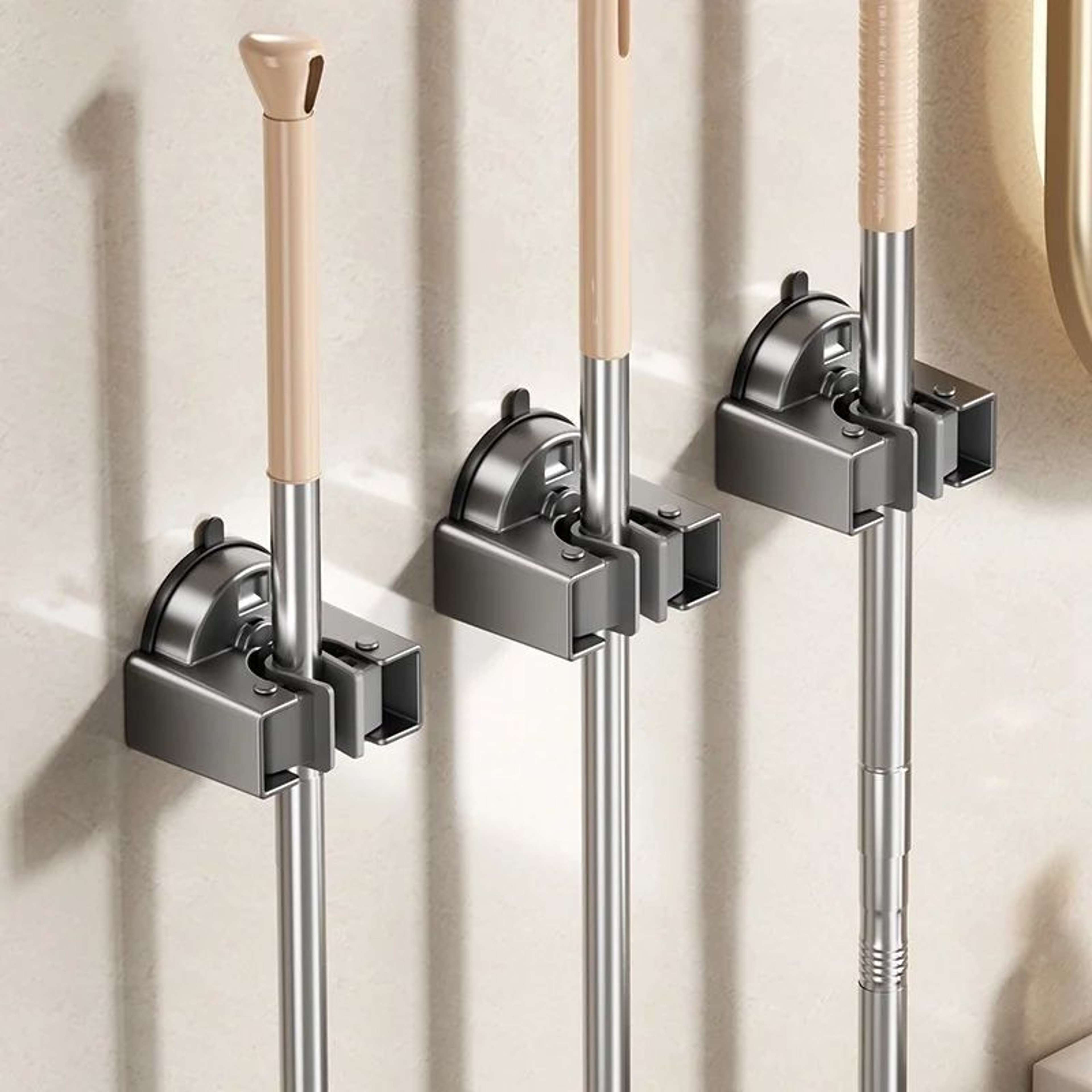 No Drill Suction Cup Mop And Broom Holder 1