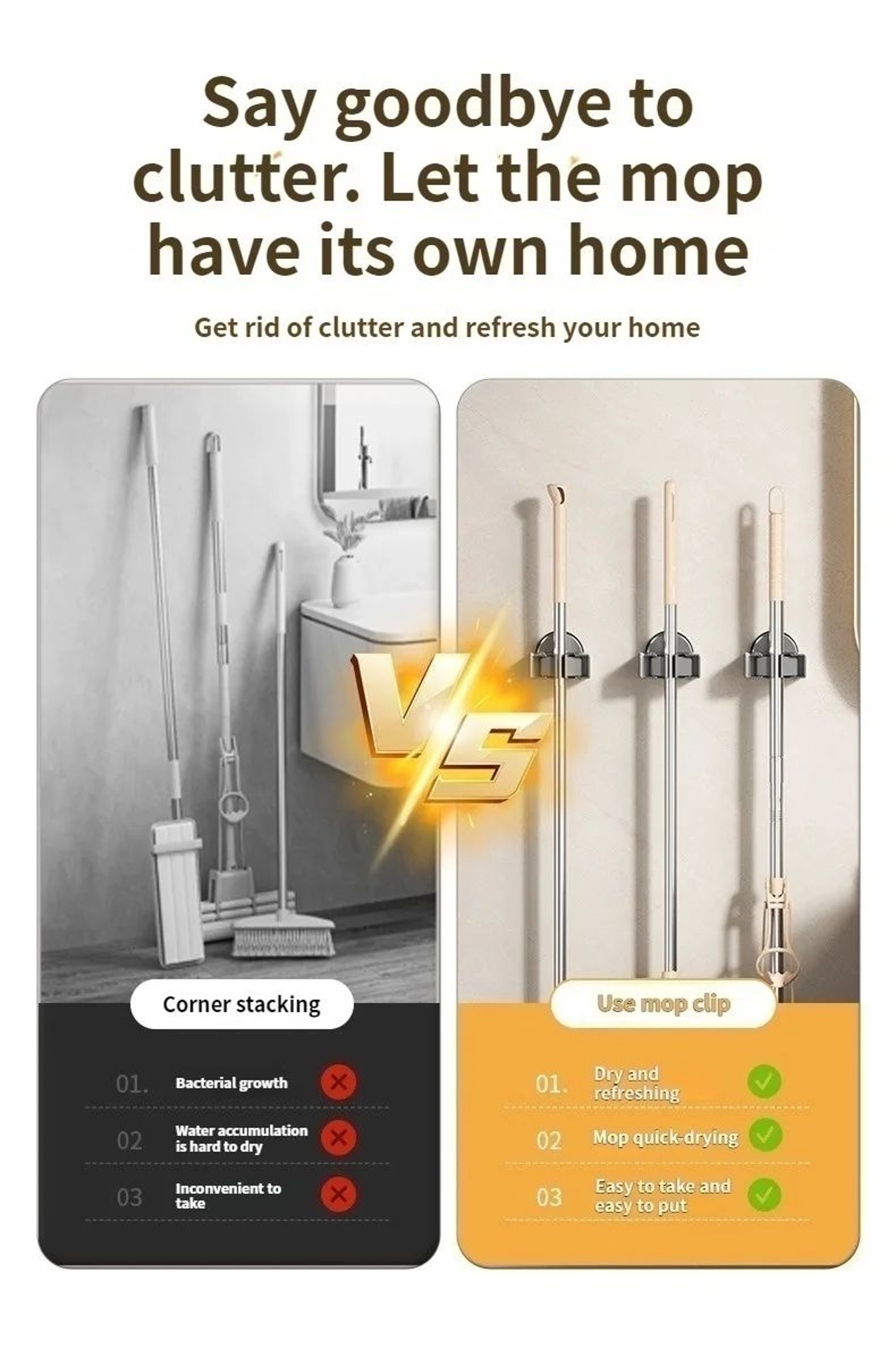 No Drill Suction Cup Mop And Broom Holder 7