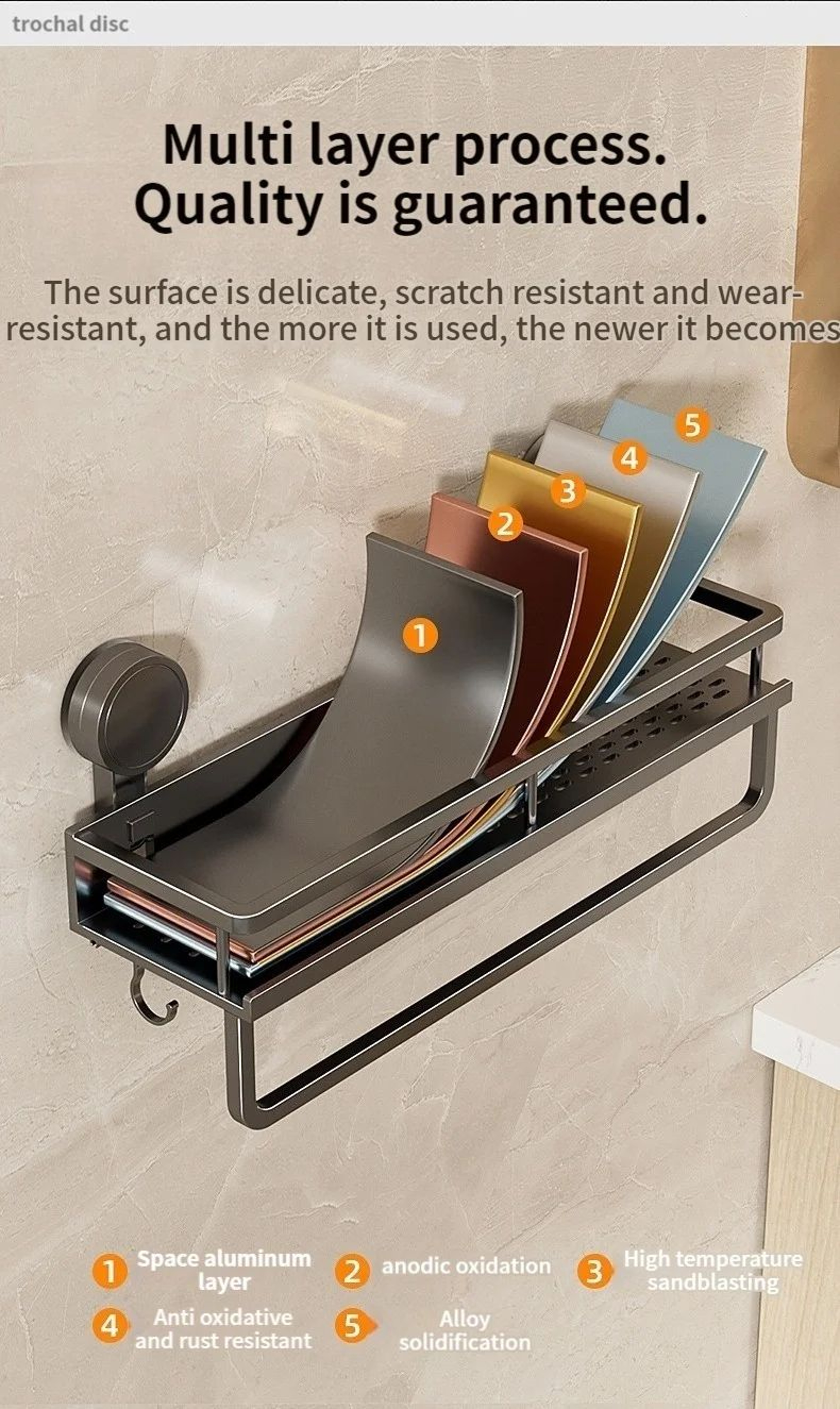 No Drill Suction Bathroom Storage Rack 9