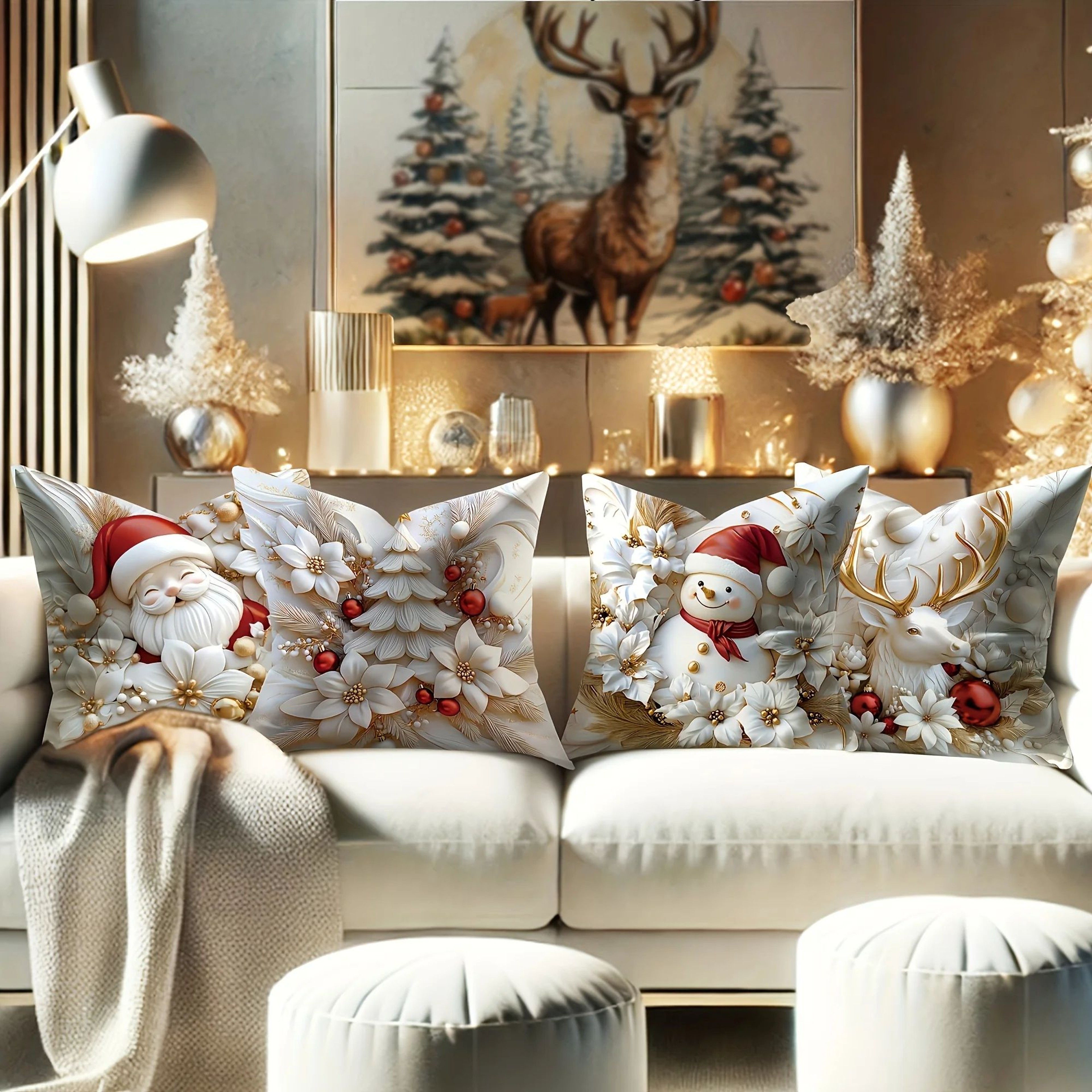 Christmas Velvet Pillow Cover Set 5
