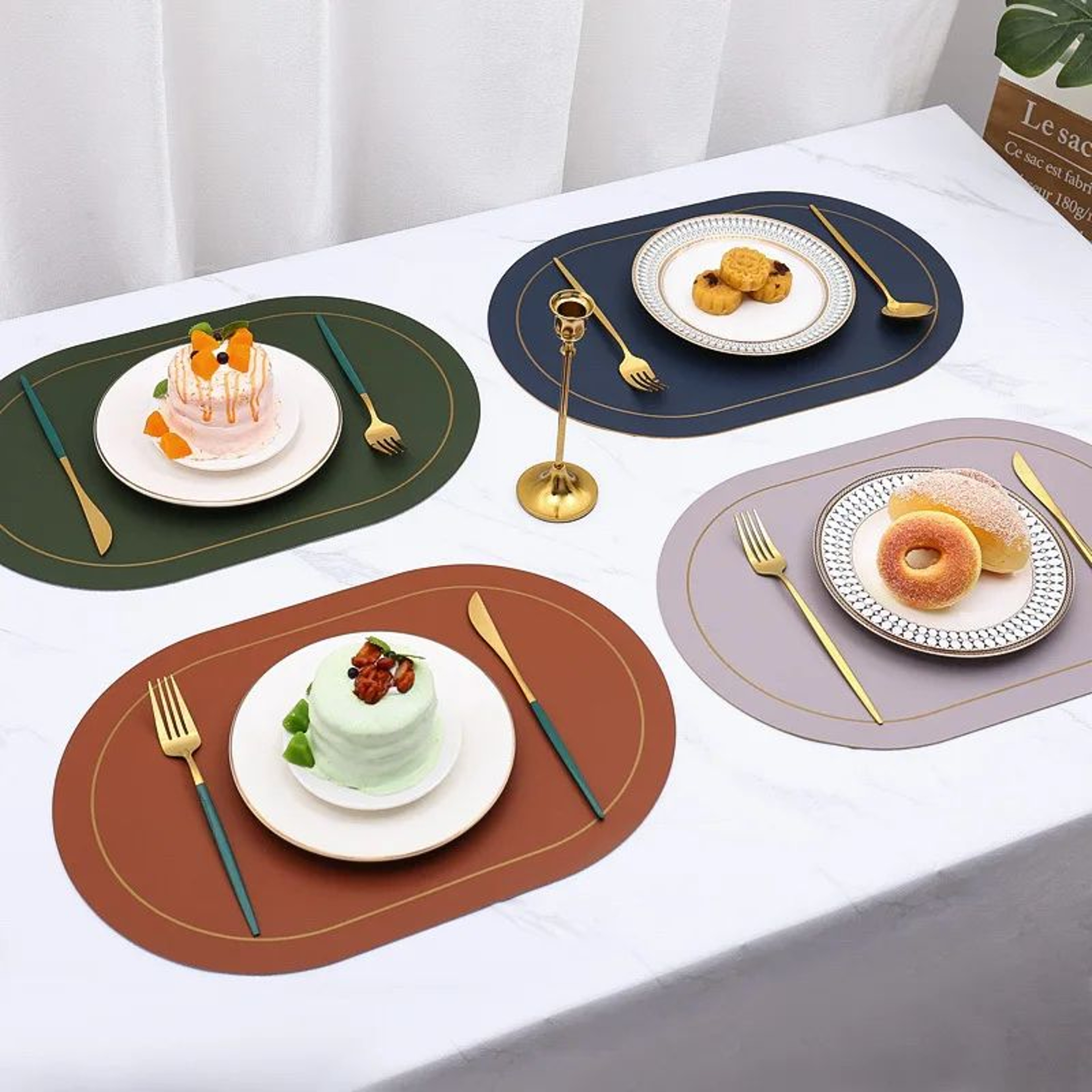 PU Leather Reversible Dining Placemats 3