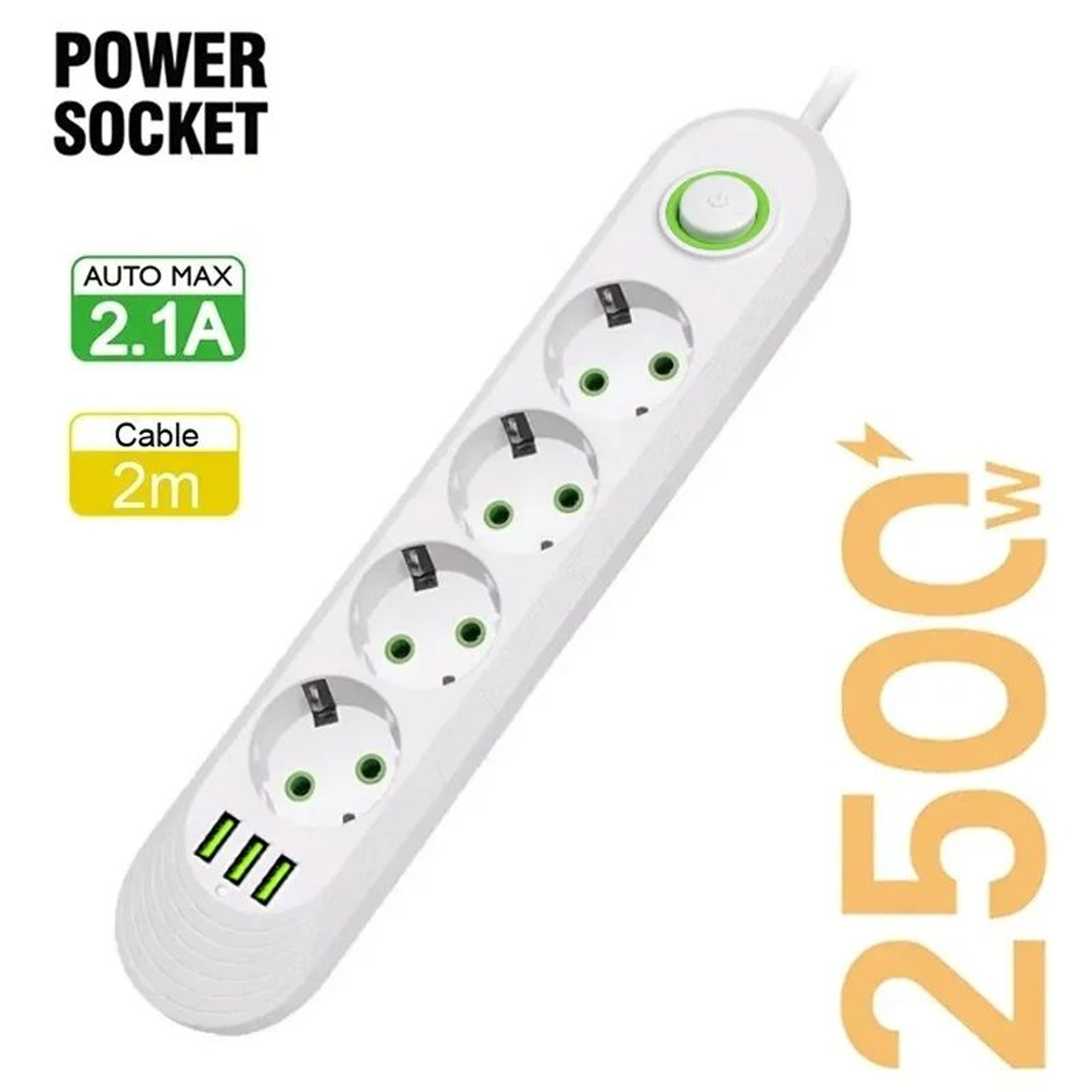 EU Power Strip With USB Charging Ports 8