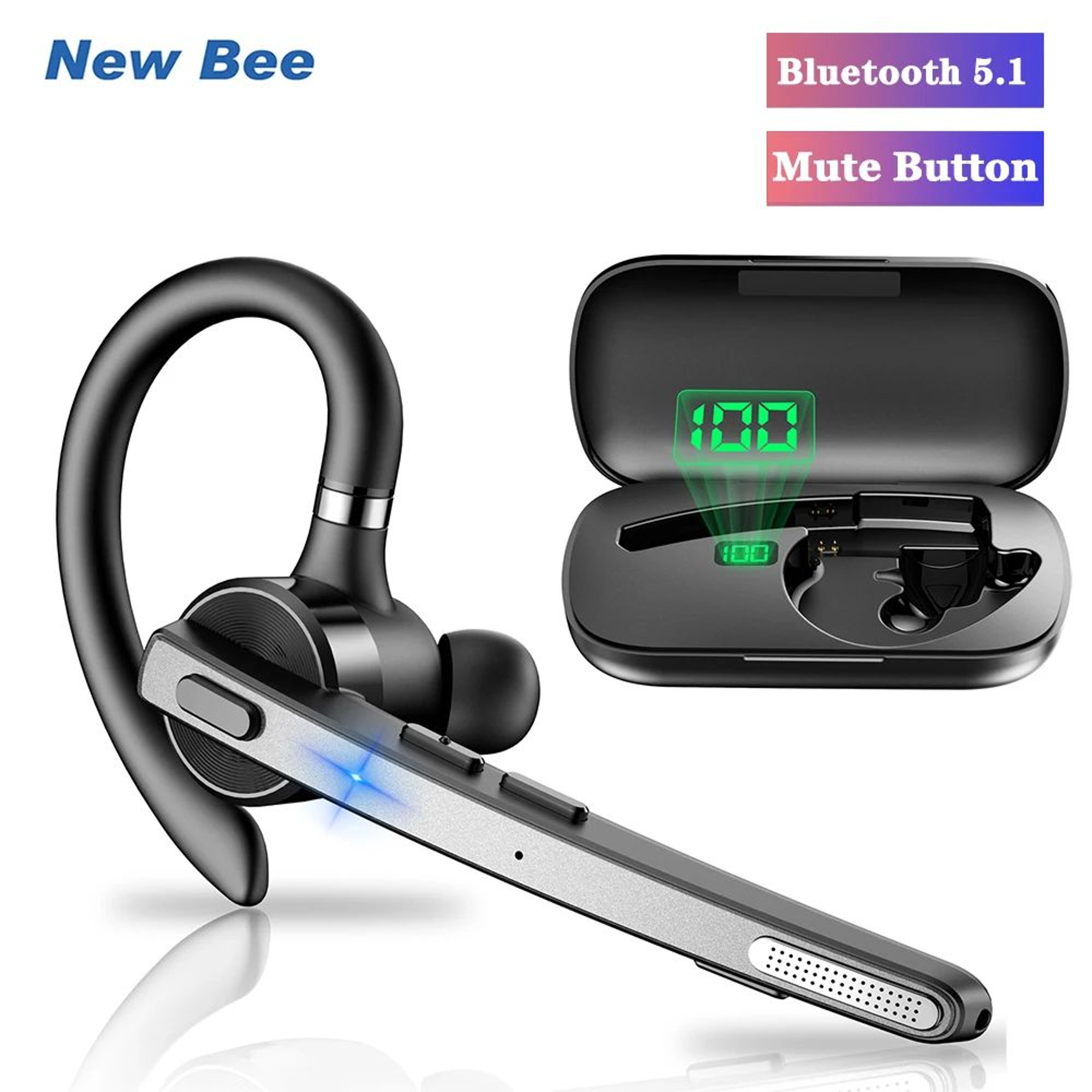 Bluetooth Wireless Headset DualMic Noise Cancelling 0