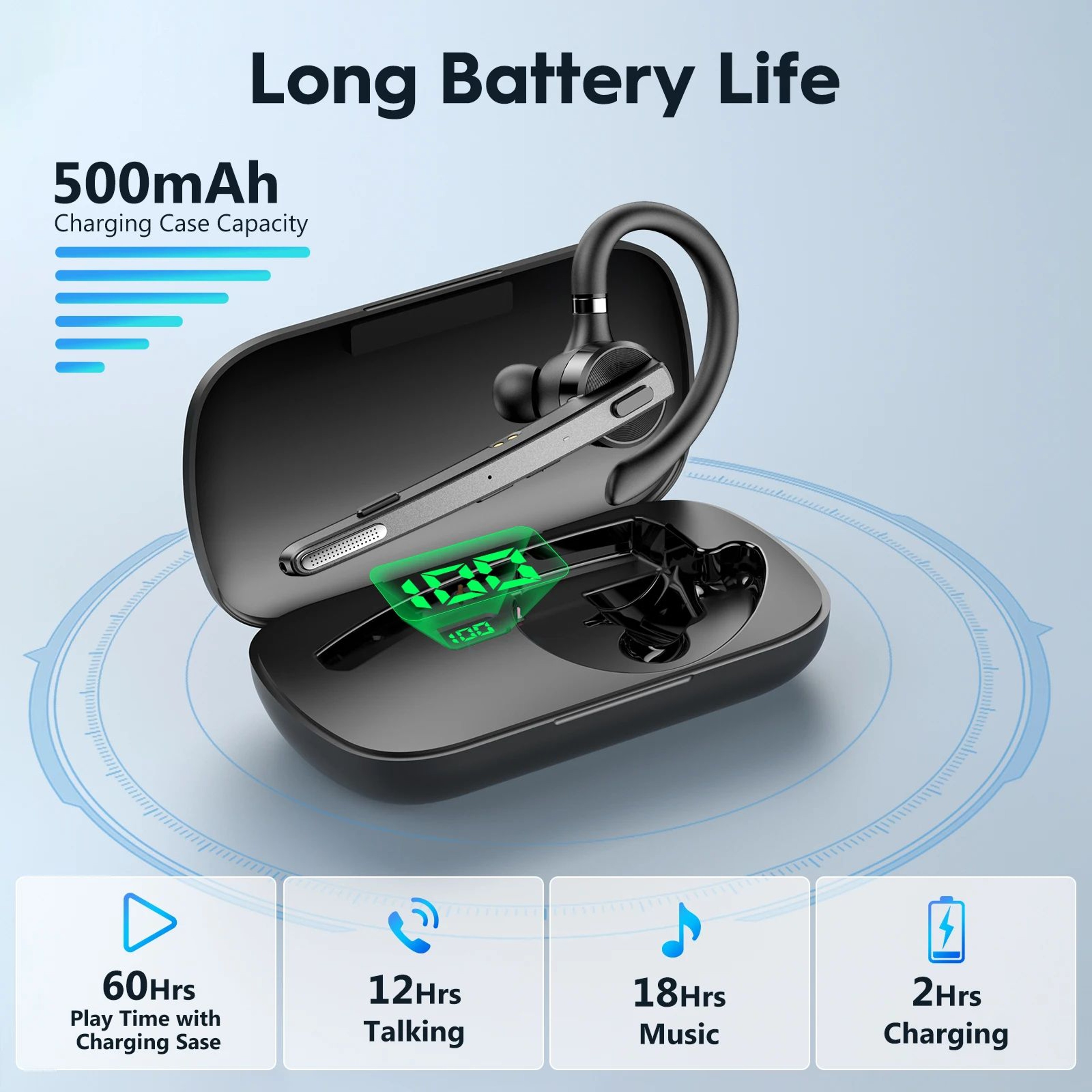 Bluetooth Wireless Headset DualMic Noise Cancelling 1