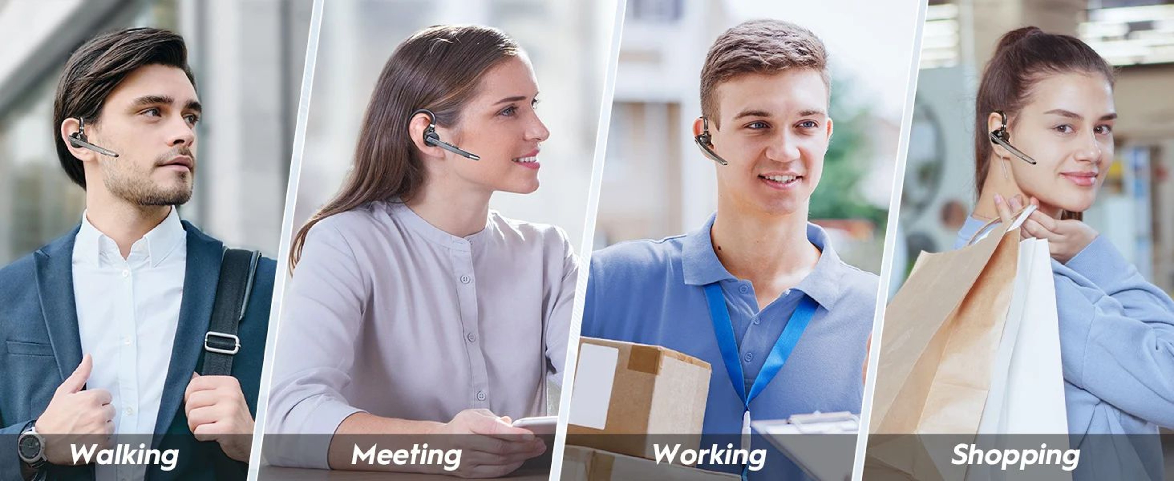 Bluetooth Wireless Headset DualMic Noise Cancelling 9