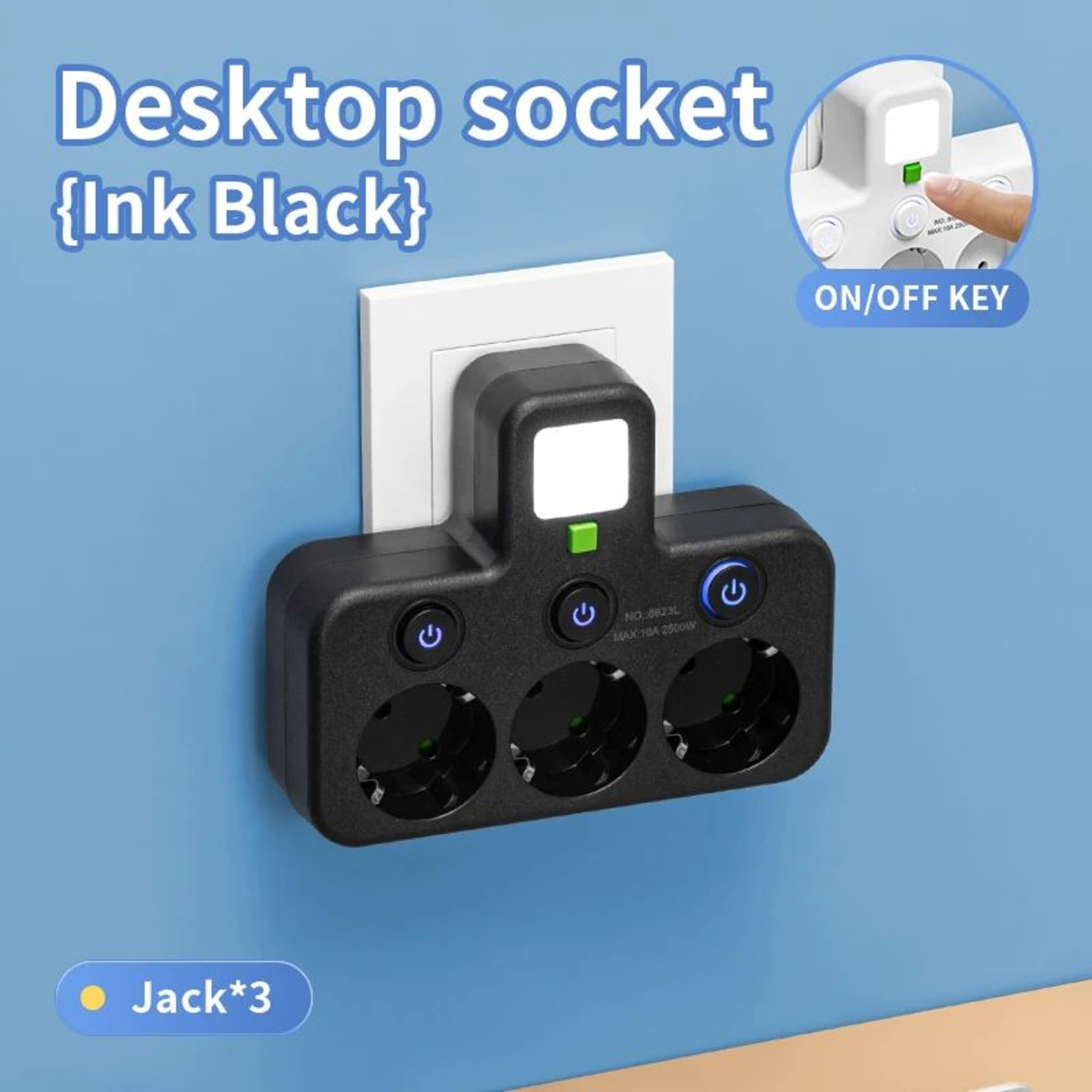 EU Power Strip With USB Charger And Separate Switches 2