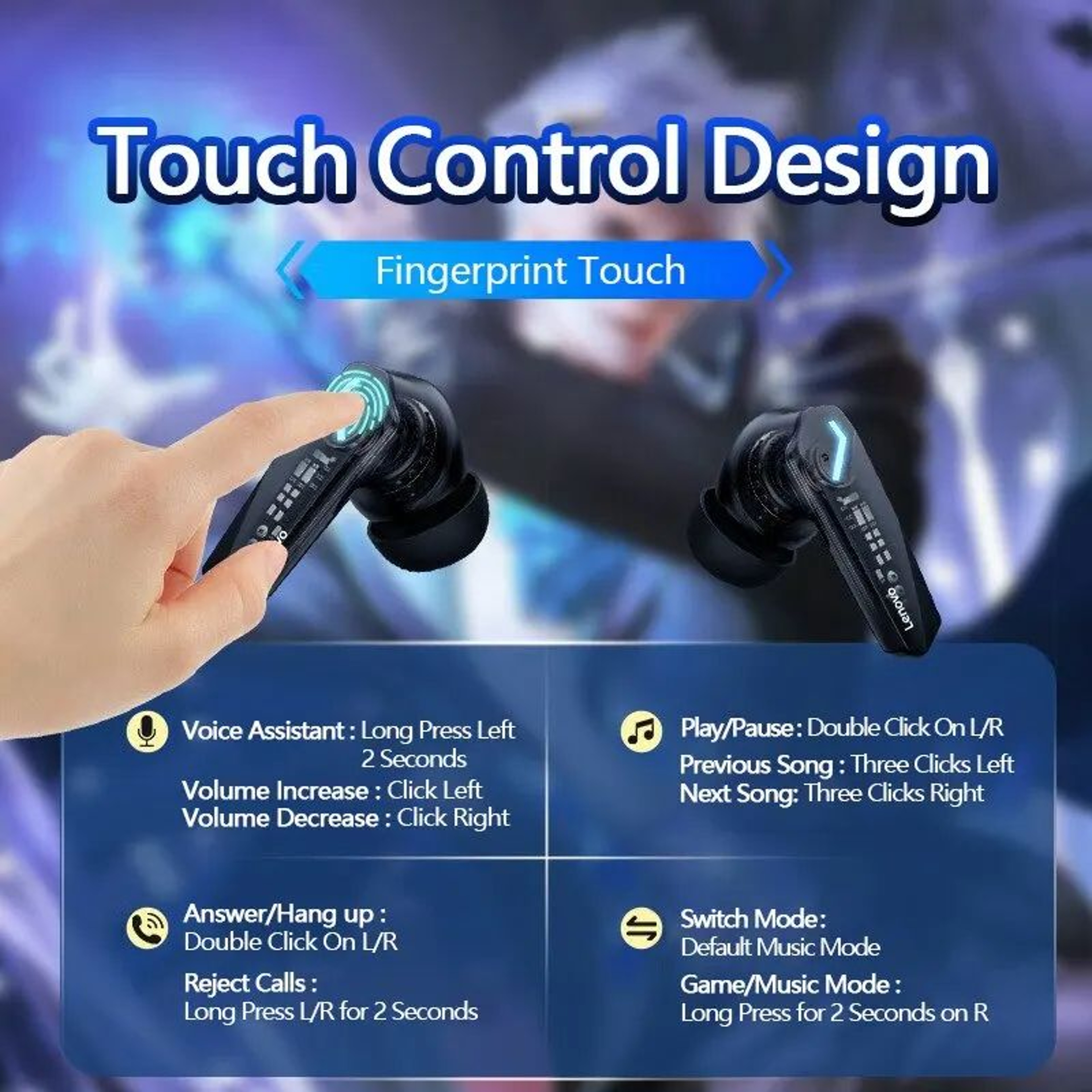 Lenovo GM2 Pro Wireless Gaming Earbuds 4