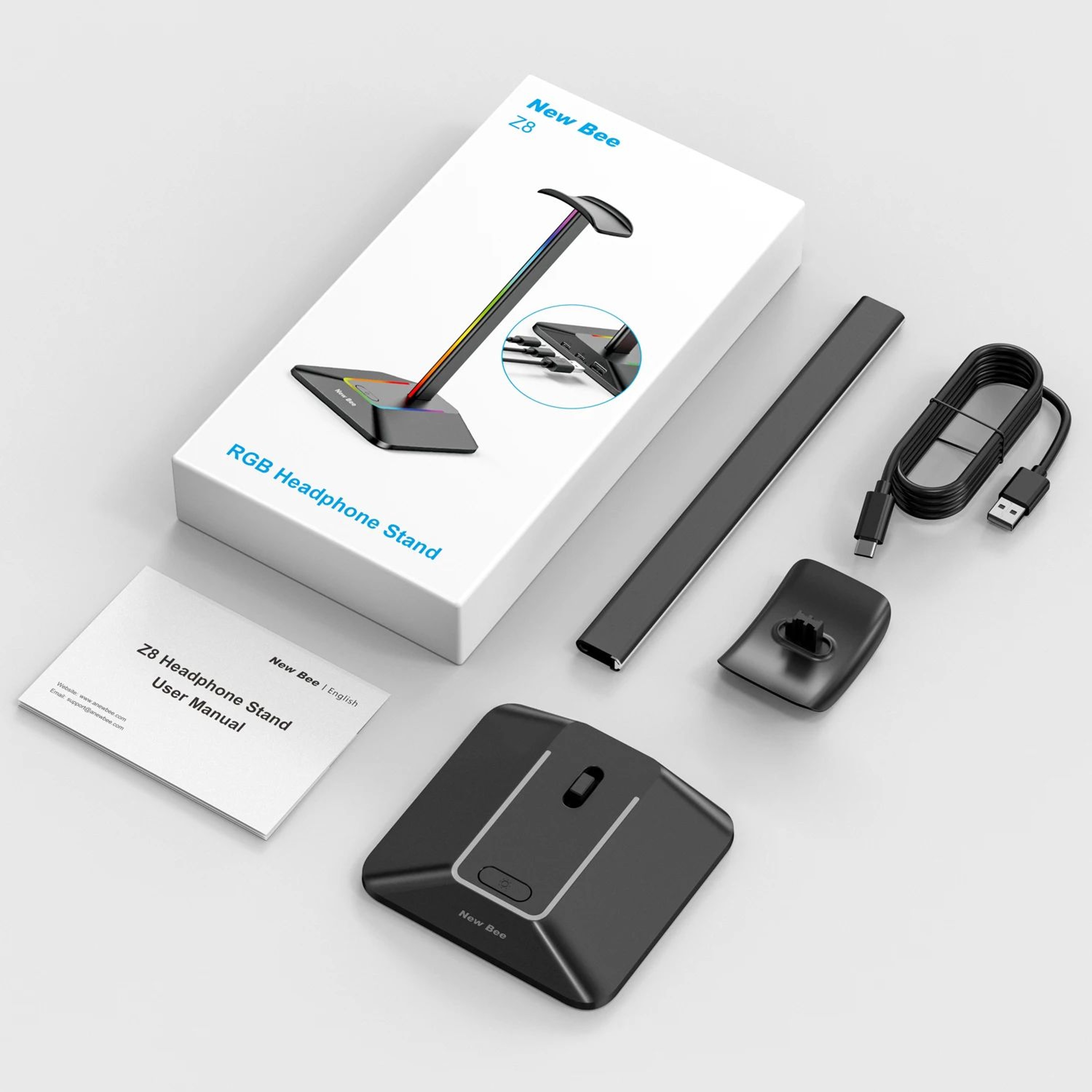 RGB Gaming Headphone Stand With USB 5