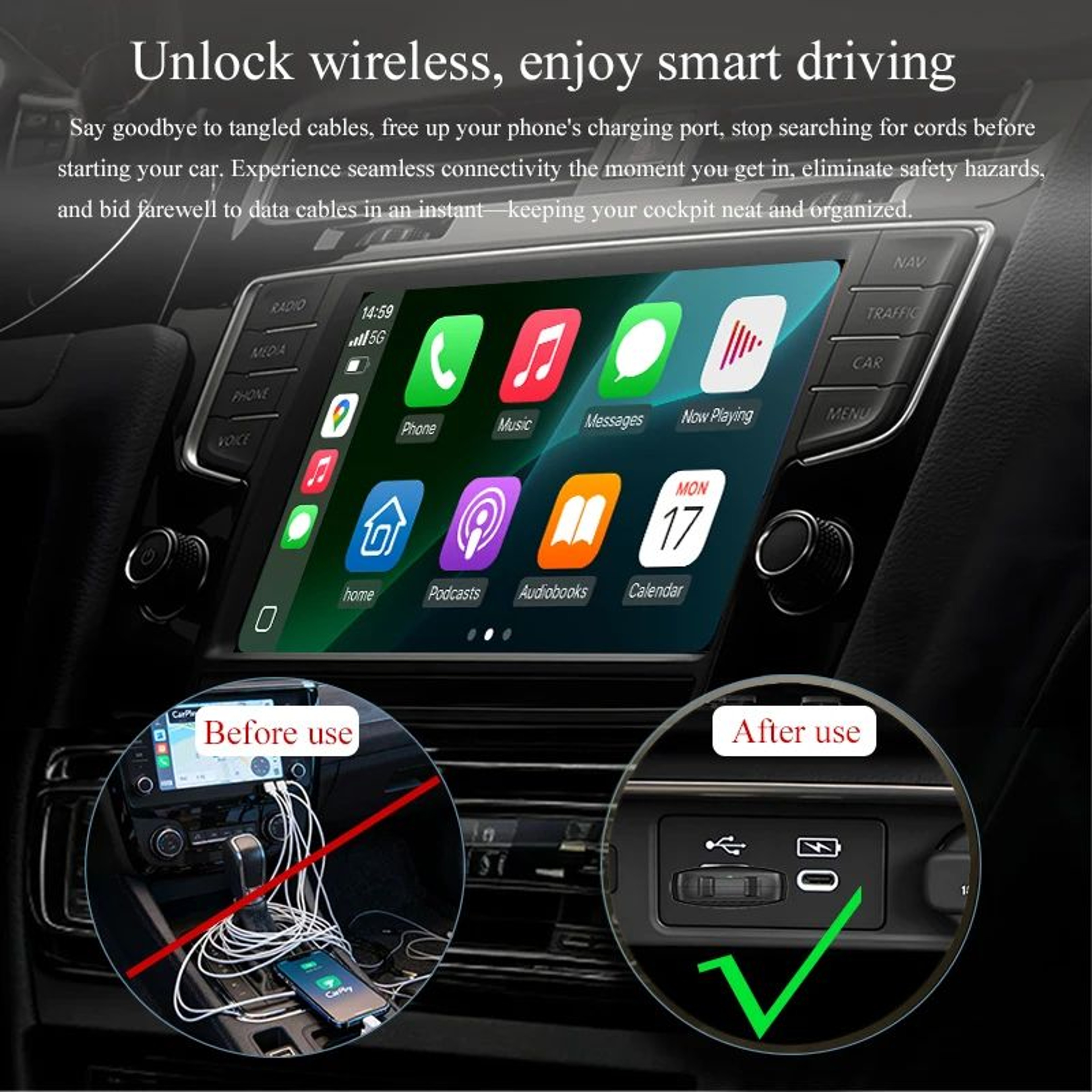 2 In 1 Wireless CarPlay Android Auto Adapter 3